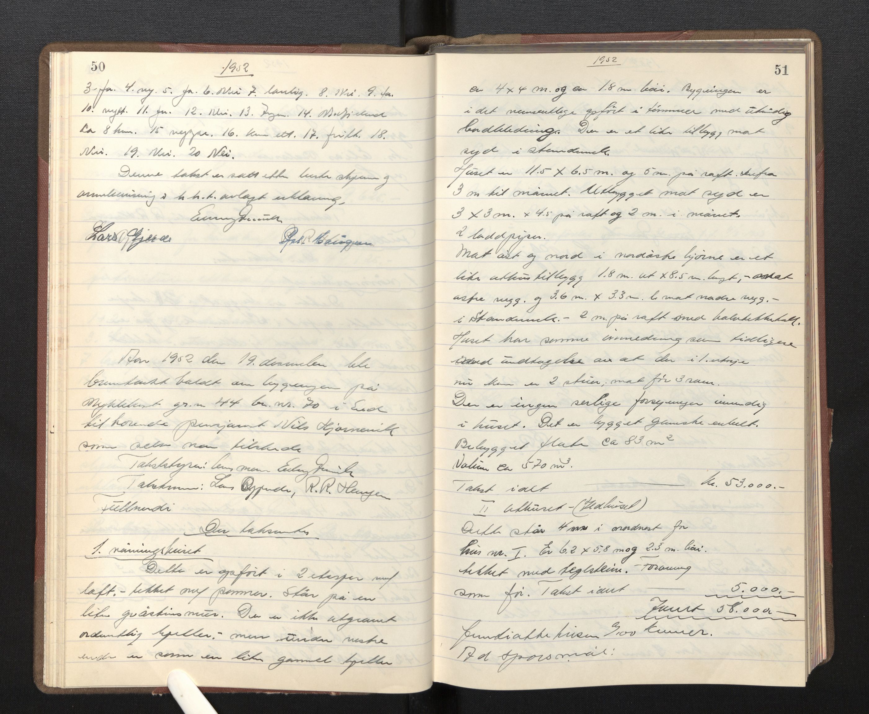 Lensmannen i Eid, AV/SAB-A-27001/0012/L0006: Branntakstprotokoll, 1952, p. 50-51