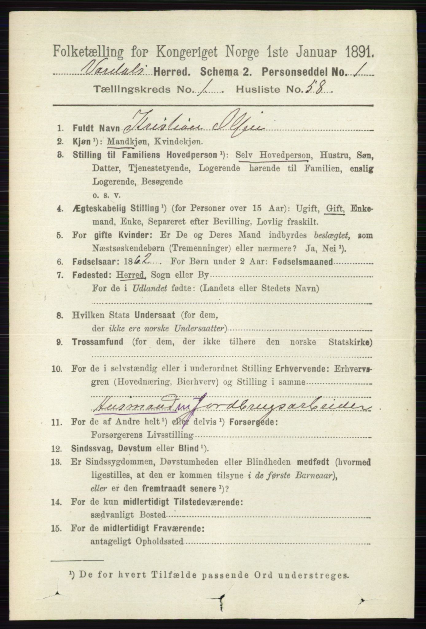 RA, 1891 census for 0527 Vardal, 1891, p. 459