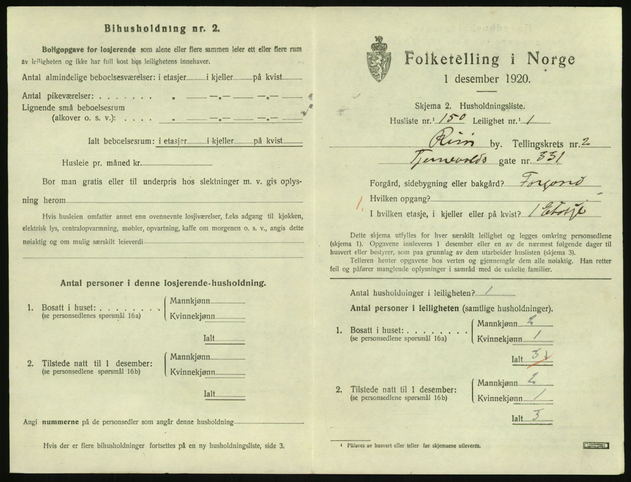 SAK, 1920 census for Risør, 1920, p. 2381