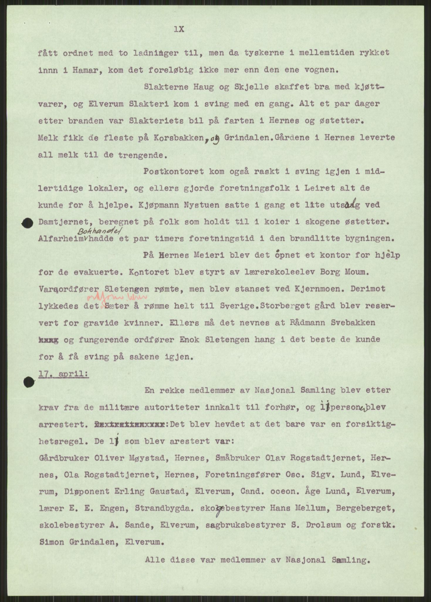 Forsvaret, Forsvarets krigshistoriske avdeling, AV/RA-RAFA-2017/Y/Ya/L0013: II-C-11-31 - Fylkesmenn.  Rapporter om krigsbegivenhetene 1940., 1940, p. 869