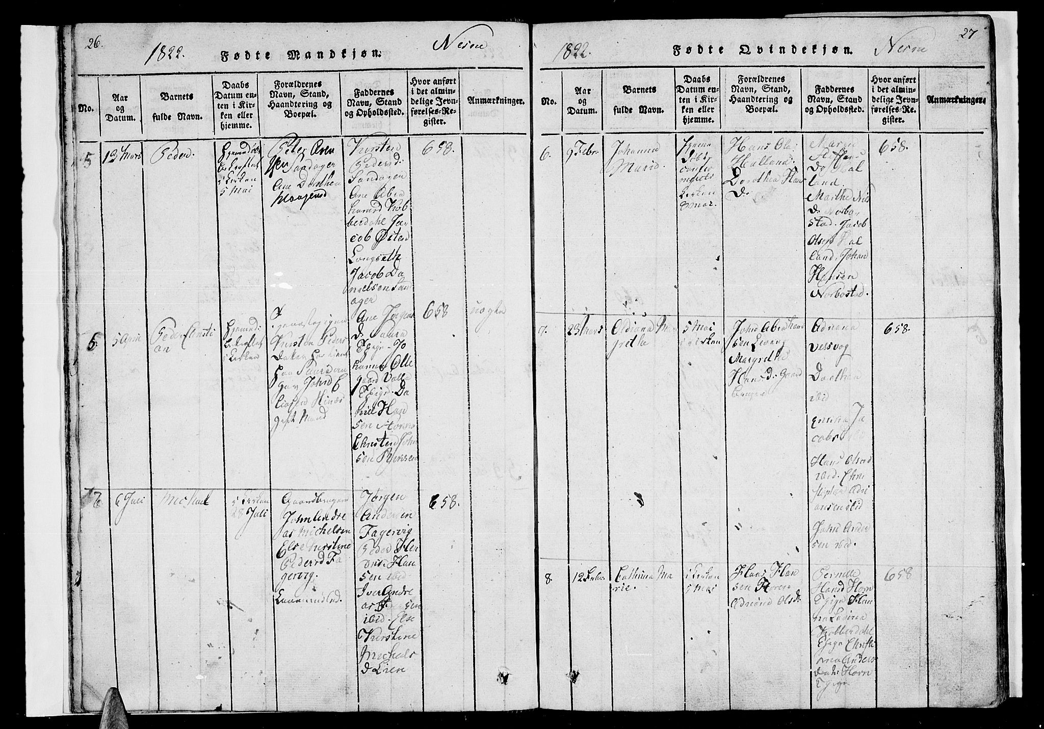 Ministerialprotokoller, klokkerbøker og fødselsregistre - Nordland, AV/SAT-A-1459/838/L0546: Parish register (official) no. 838A05 /1, 1820-1828, p. 26-27