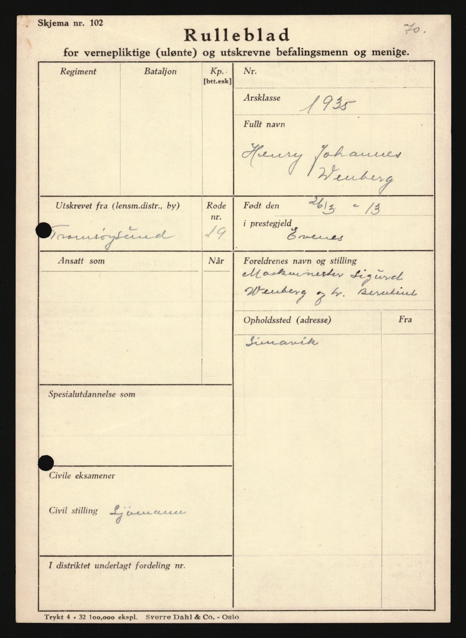 Forsvaret, Troms infanteriregiment nr. 16, AV/RA-RAFA-3146/P/Pa/L0019: Rulleblad for regimentets menige mannskaper, årsklasse 1935, 1935, p. 1249