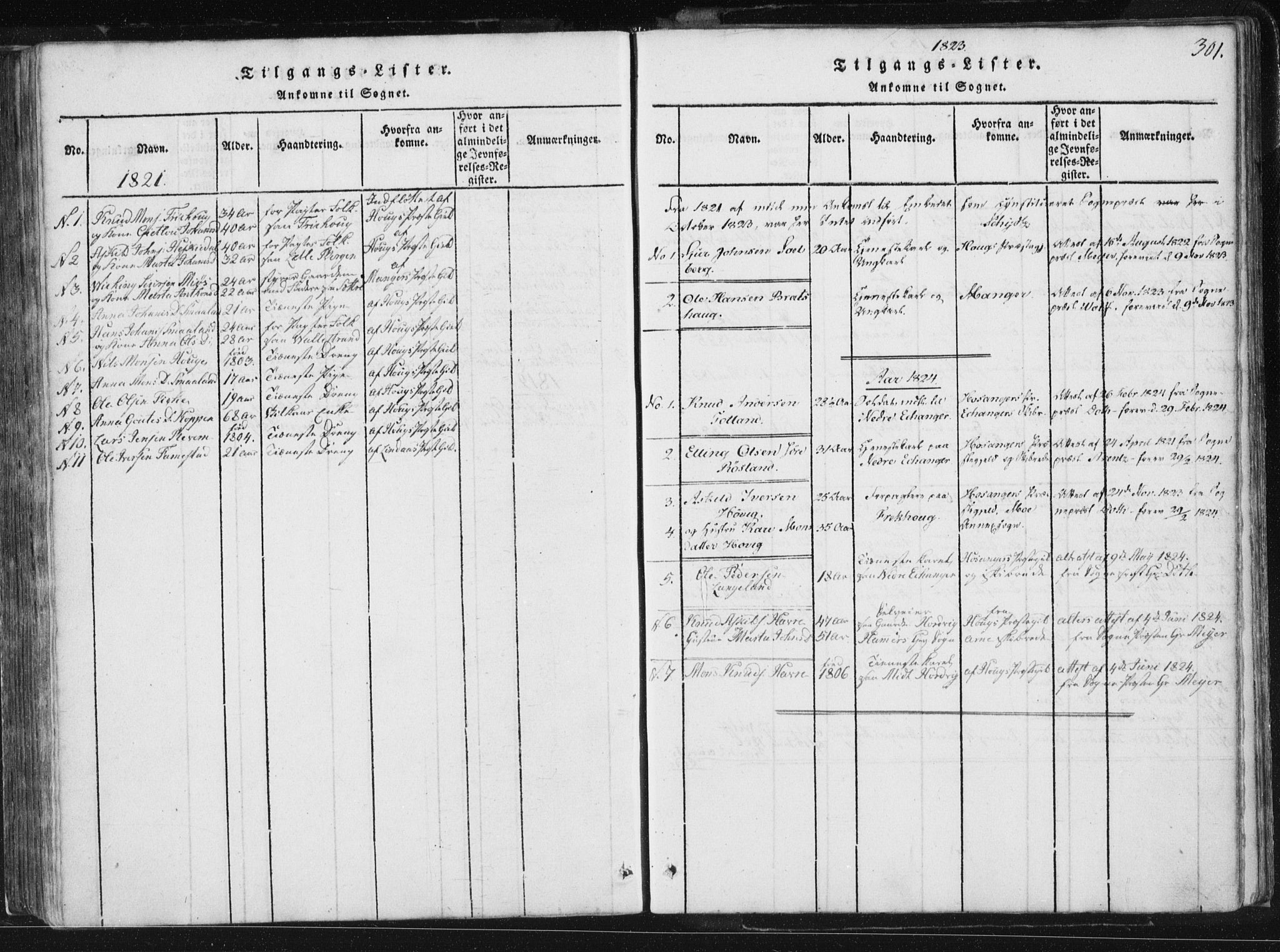 Hamre sokneprestembete, SAB/A-75501/H/Ha/Haa/Haaa/L0010: Parish register (official) no. A 10, 1816-1826, p. 301