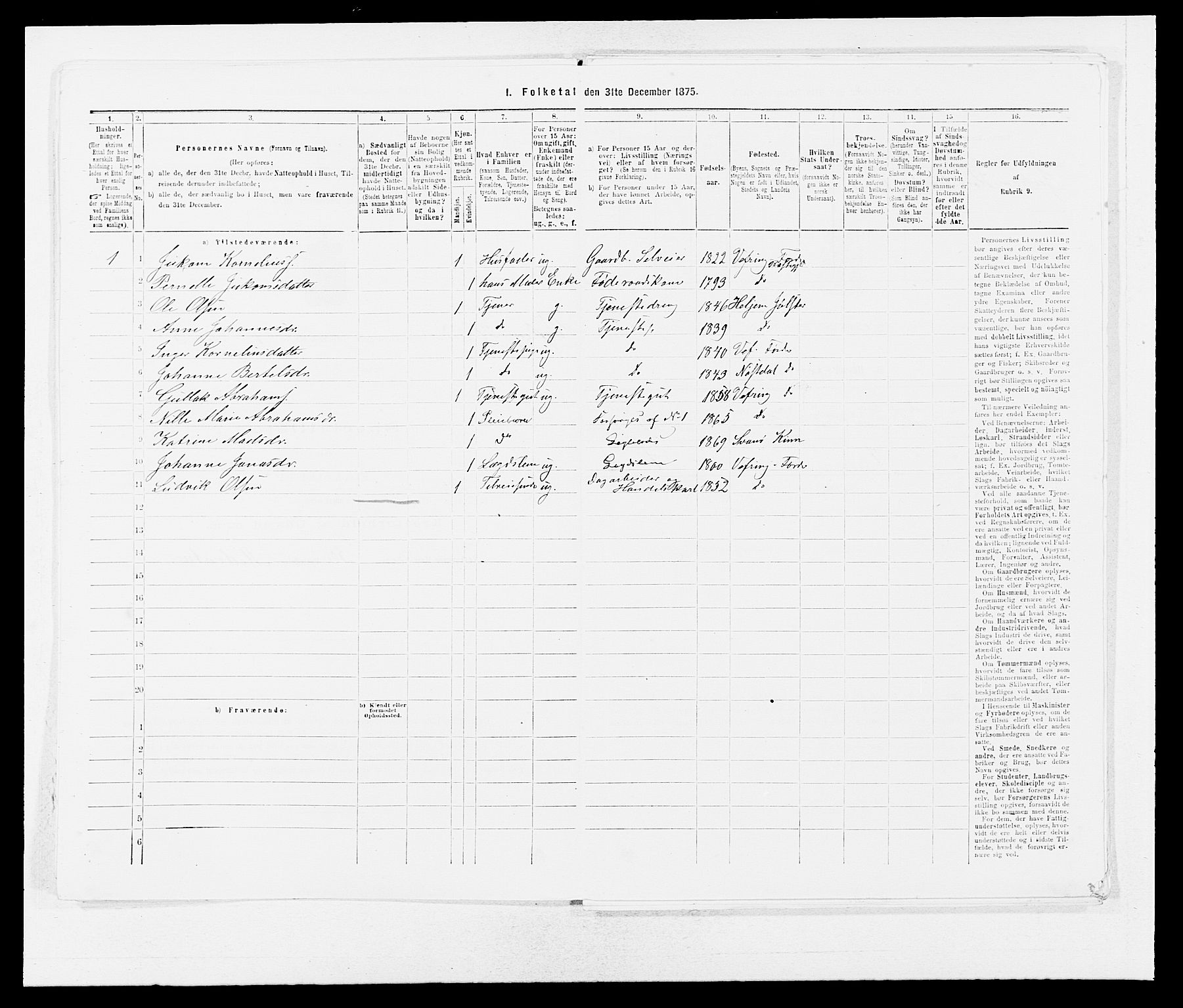 SAB, 1875 census for 1432P Førde, 1875, p. 2040