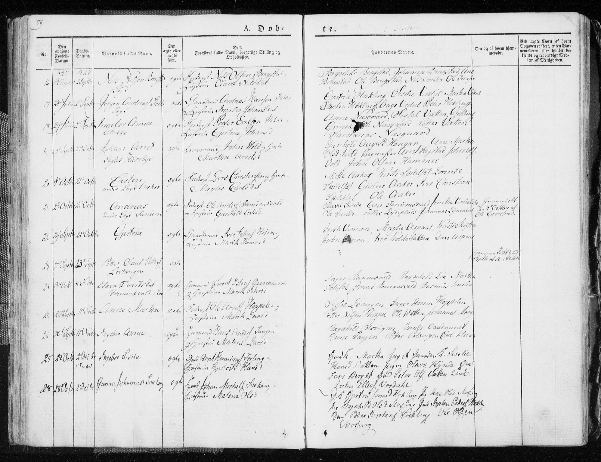 Ministerialprotokoller, klokkerbøker og fødselsregistre - Nord-Trøndelag, SAT/A-1458/713/L0114: Parish register (official) no. 713A05, 1827-1839, p. 79