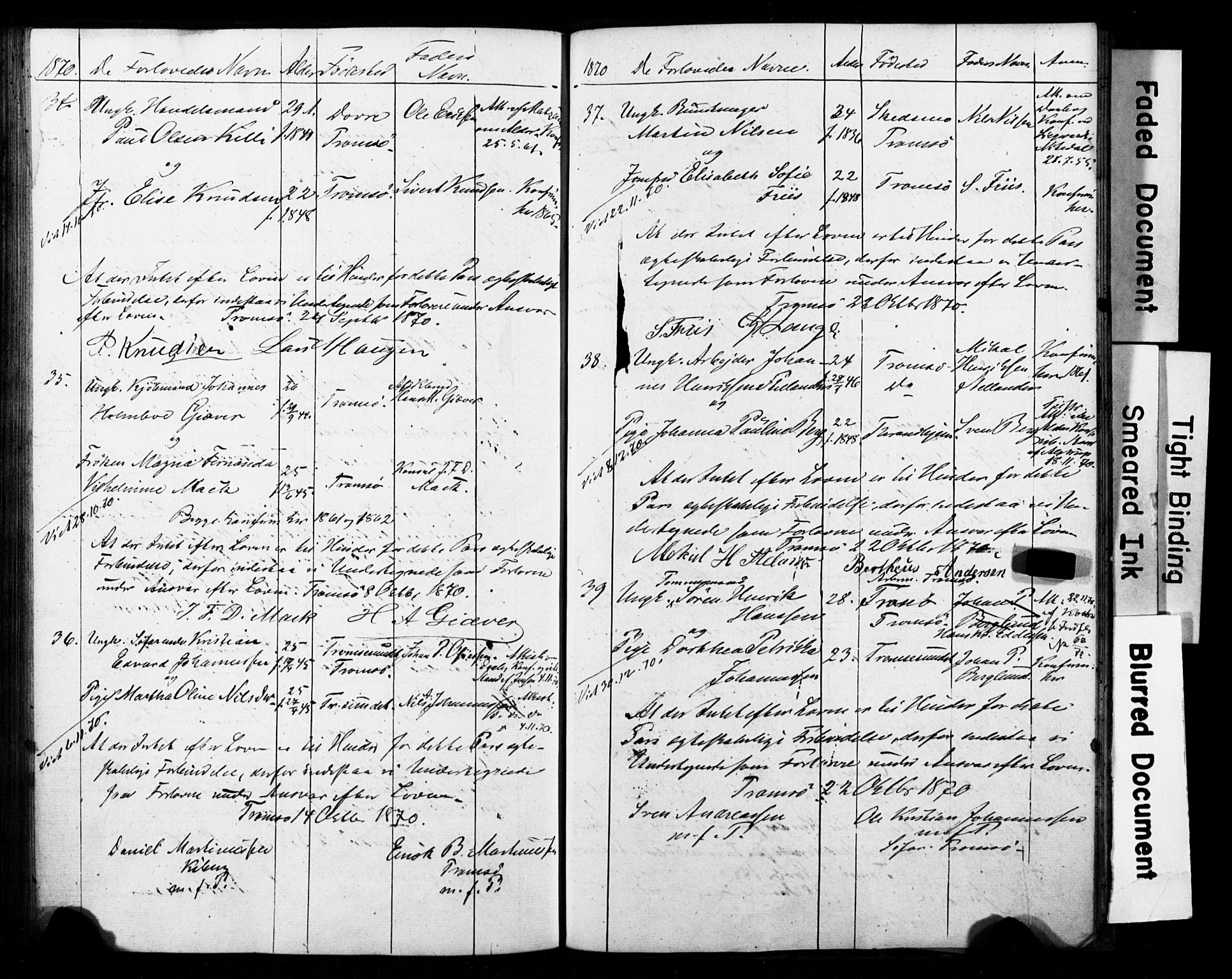 Tromsø sokneprestkontor/stiftsprosti/domprosti, AV/SATØ-S-1343/H/Hc/L0097: Banns register no. 97, 1851-1872