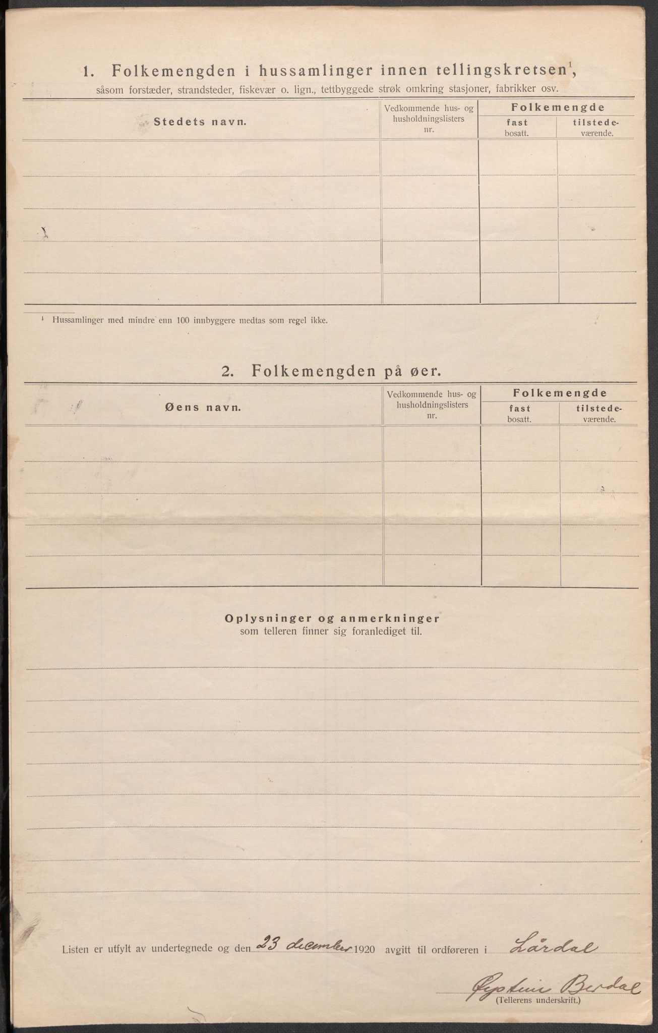 SAKO, 1920 census for Lårdal, 1920, p. 22