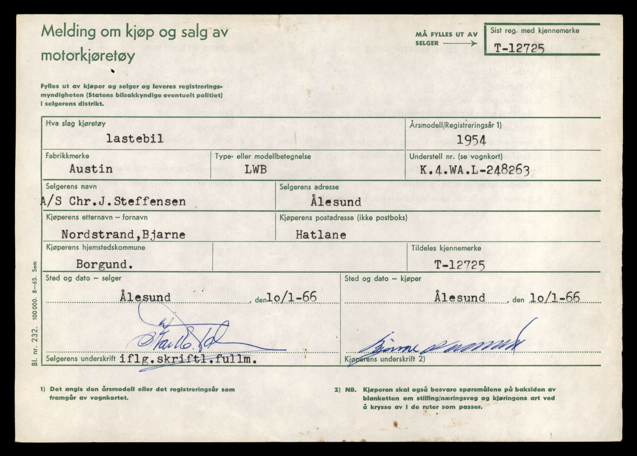 Møre og Romsdal vegkontor - Ålesund trafikkstasjon, AV/SAT-A-4099/F/Fe/L0035: Registreringskort for kjøretøy T 12653 - T 12829, 1927-1998, p. 1390