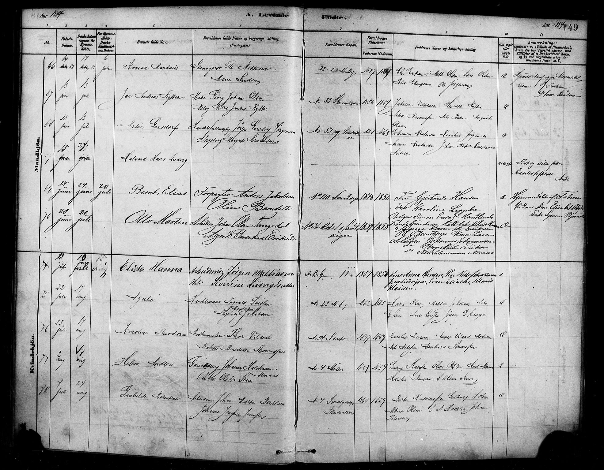 Sandviken Sokneprestembete, AV/SAB-A-77601/H/Ha/L0004: Parish register (official) no. B 1, 1878-1891, p. 149