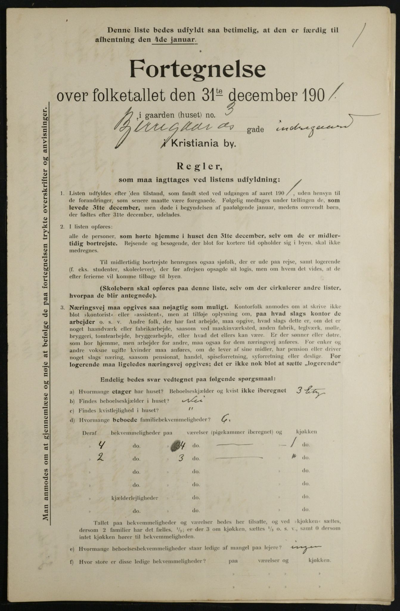 OBA, Municipal Census 1901 for Kristiania, 1901, p. 960