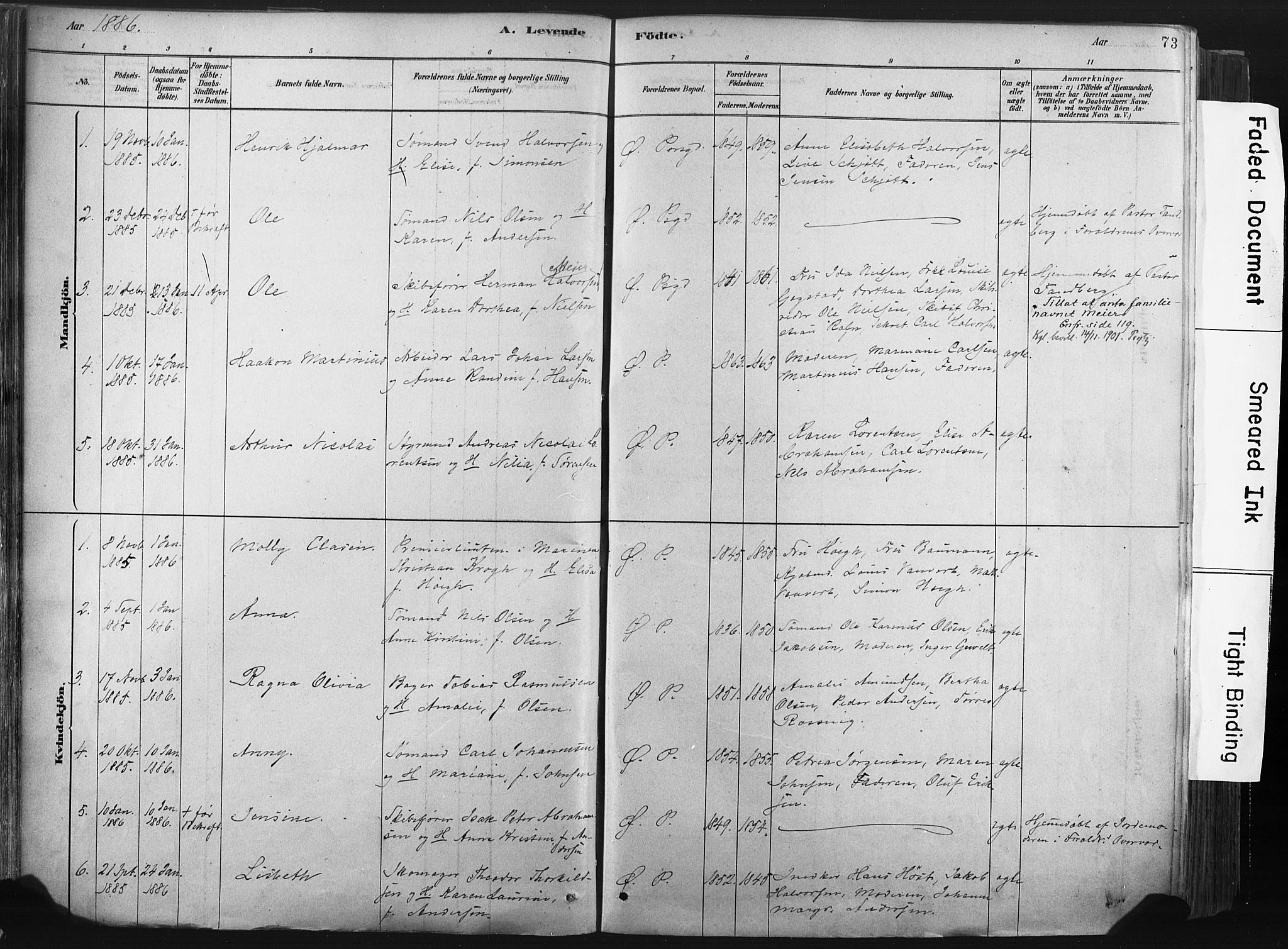 Porsgrunn kirkebøker , SAKO/A-104/F/Fa/L0008: Parish register (official) no. 8, 1878-1895, p. 73