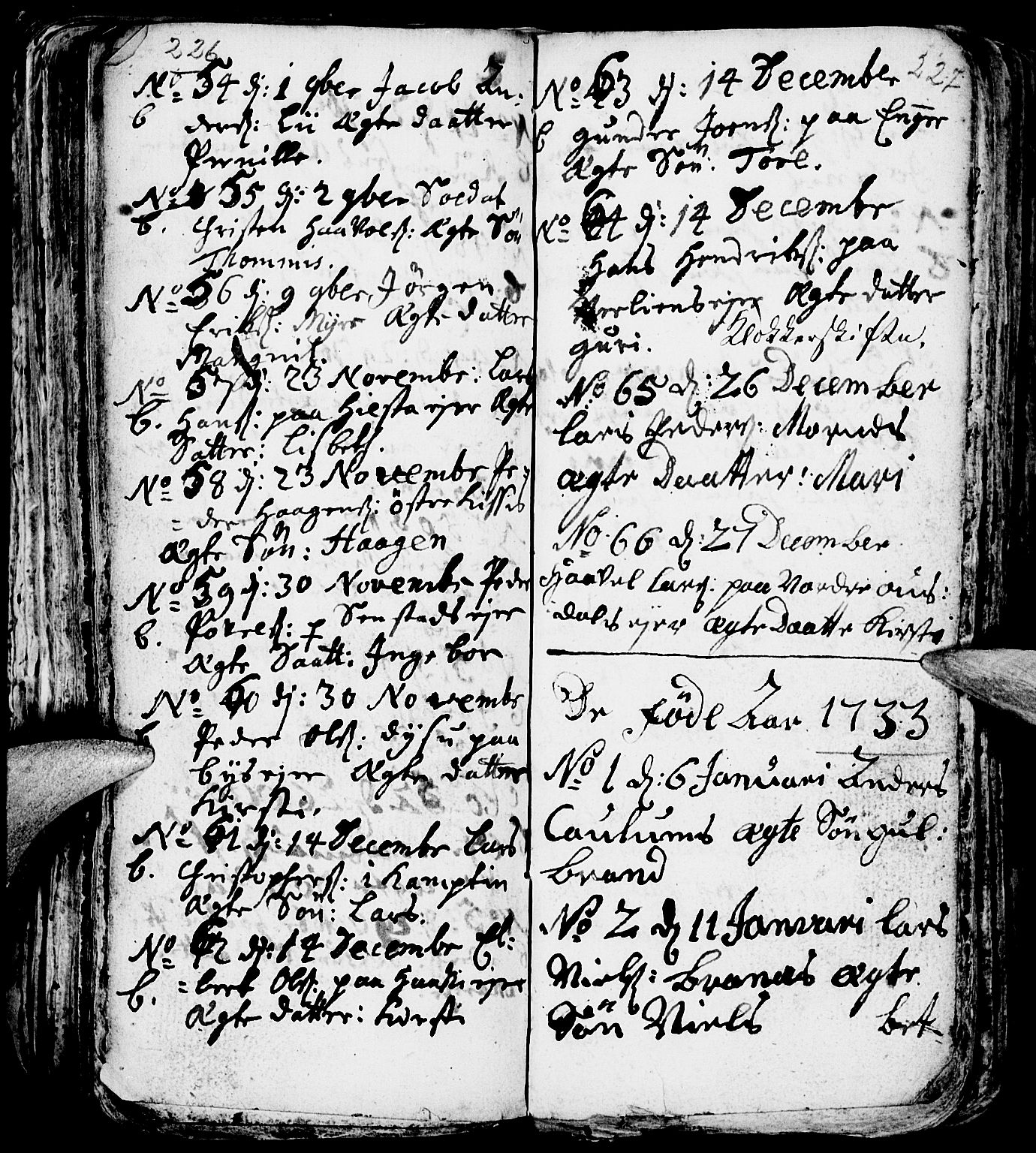 Nes prestekontor, Hedmark, AV/SAH-PREST-020/L/La/L0001: Parish register (copy) no. 1, 1663-1784, p. 226-227