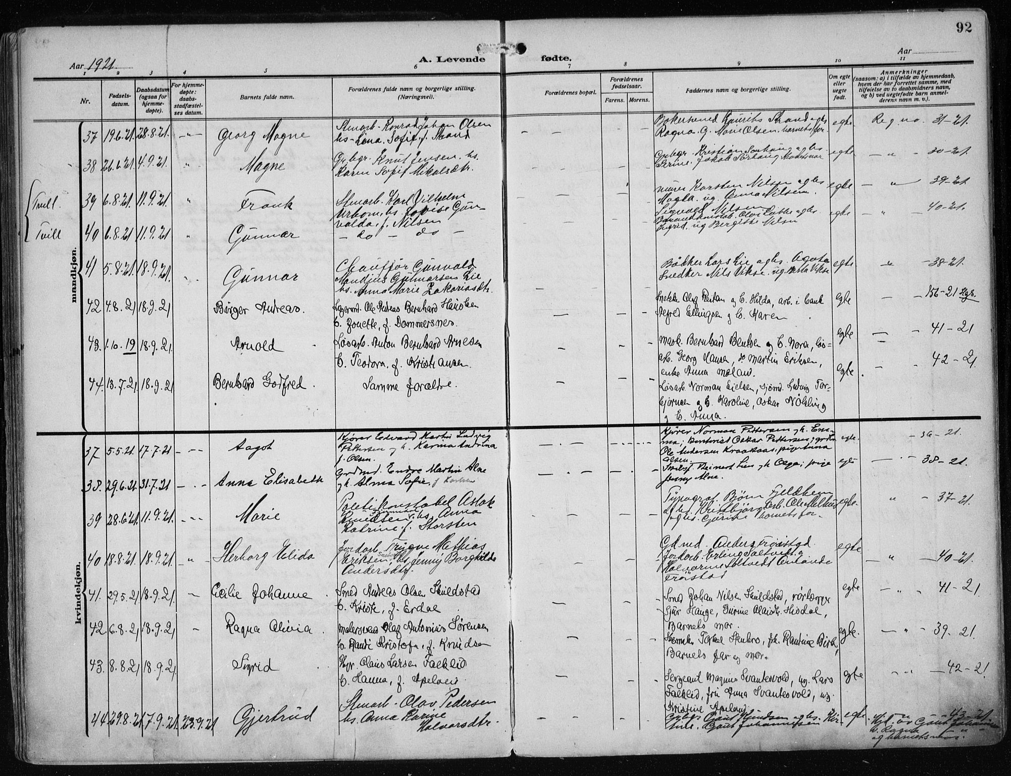 Haugesund sokneprestkontor, AV/SAST-A -101863/H/Ha/Haa/L0010: Parish register (official) no. A 10, 1909-1935, p. 92