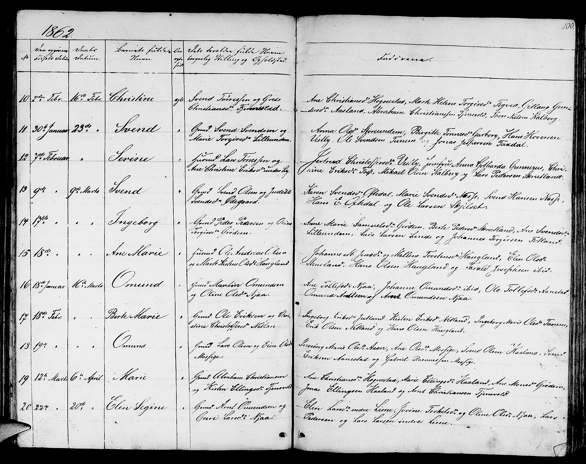 Lye sokneprestkontor, AV/SAST-A-101794/001/30BB/L0002: Parish register (copy) no. B 2, 1852-1867, p. 100