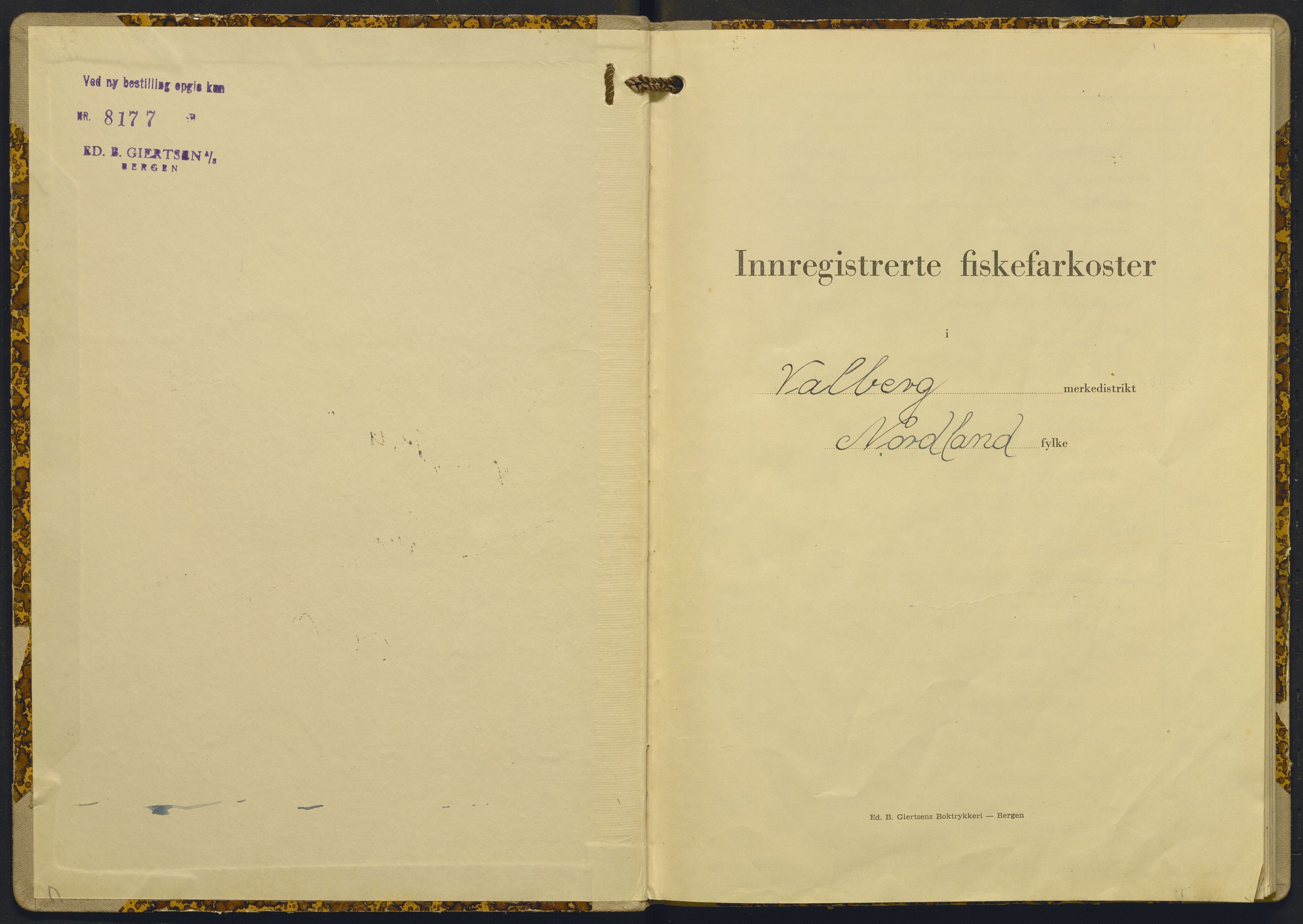 Fiskeridirektoratet - 1 Adm. ledelse - 13 Båtkontoret, AV/SAB-A-2003/I/Ia/Iac/L0187: 135.0363/2 Merkeprotokoll - Valberg, 1951-1962