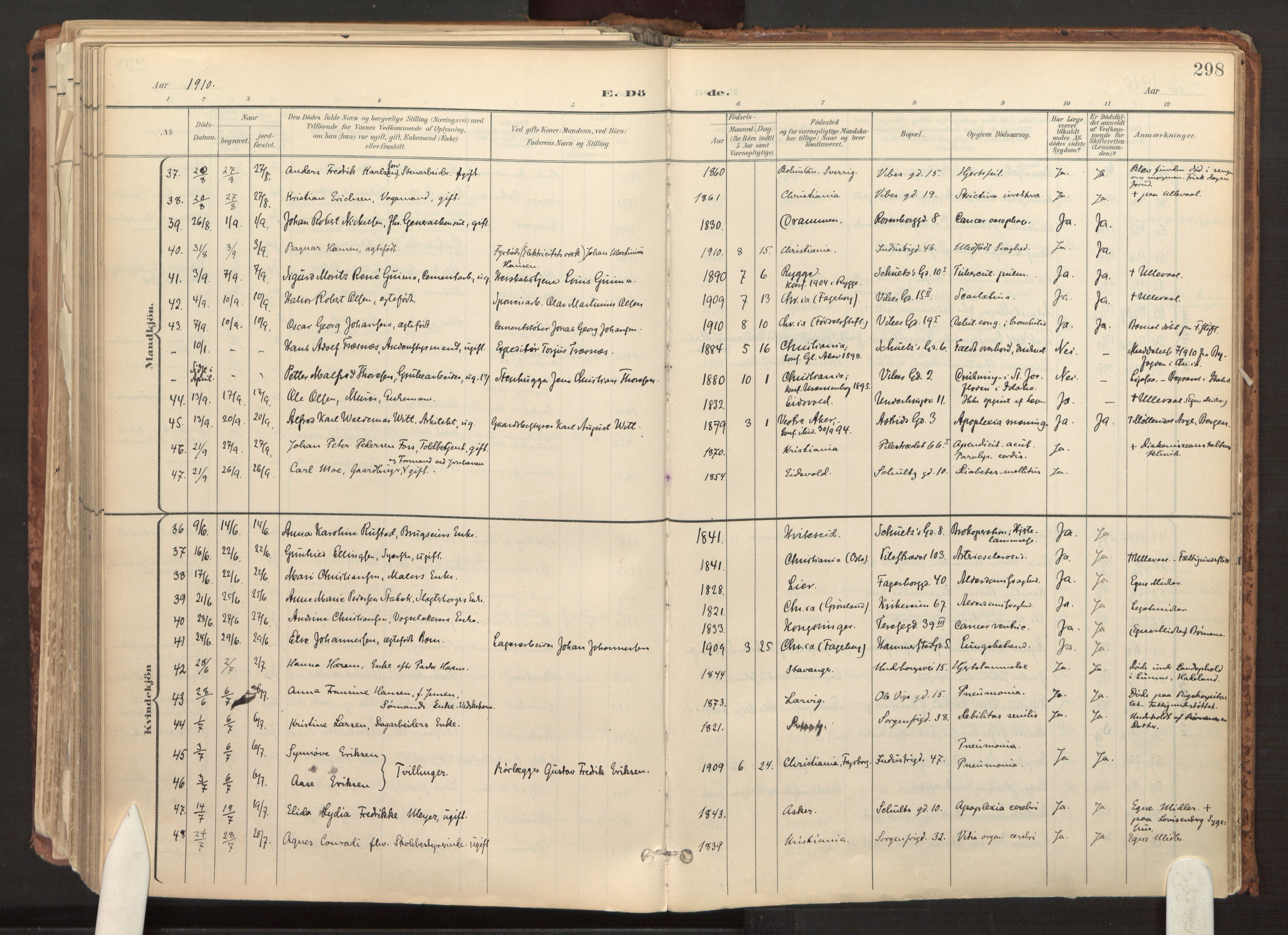 Fagerborg prestekontor Kirkebøker, AV/SAO-A-10844/F/Fa/L0003: Parish register (official) no. 3, 1898-1916, p. 298