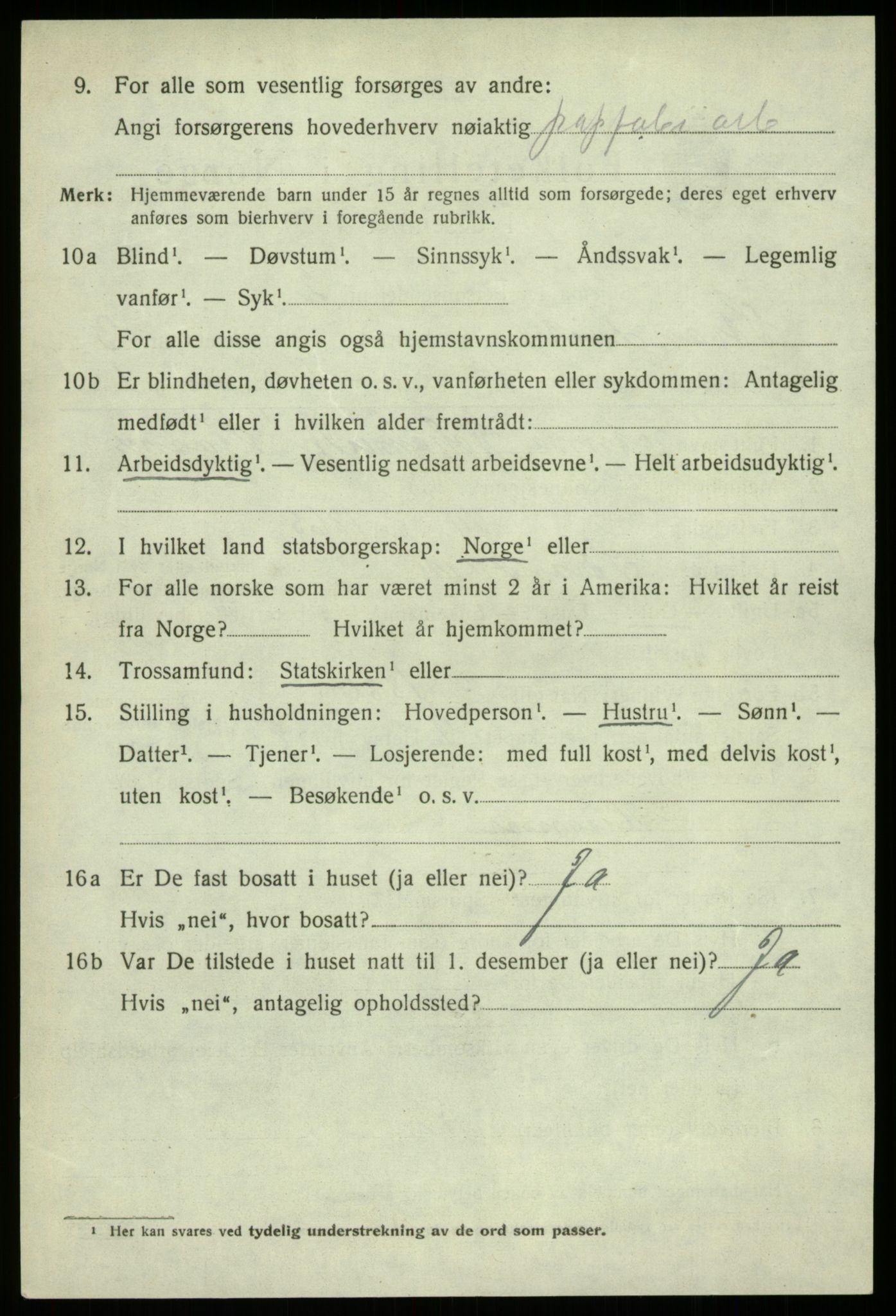 SAB, 1920 census for Strandvik, 1920, p. 3137