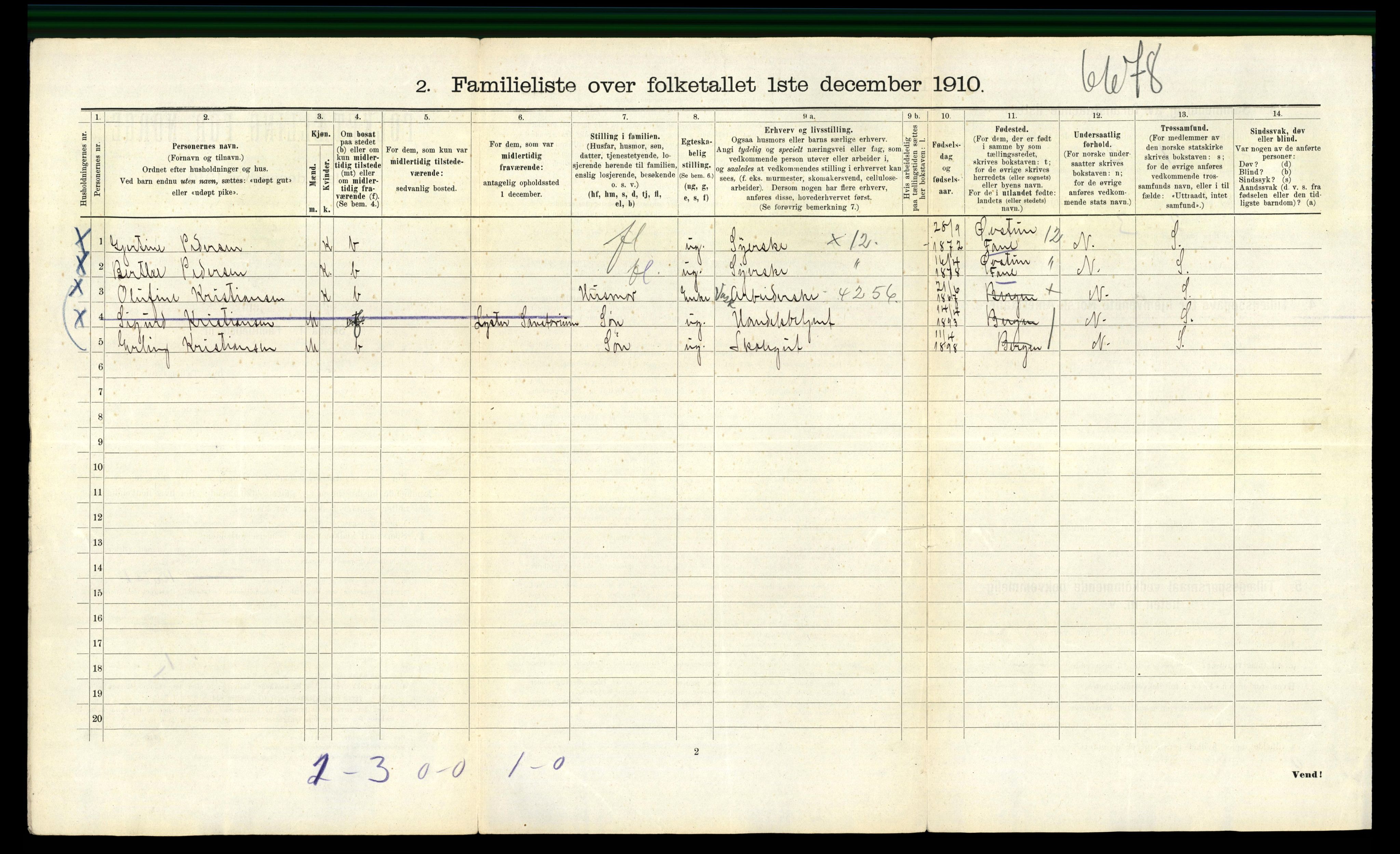 RA, 1910 census for Bergen, 1910, p. 20338