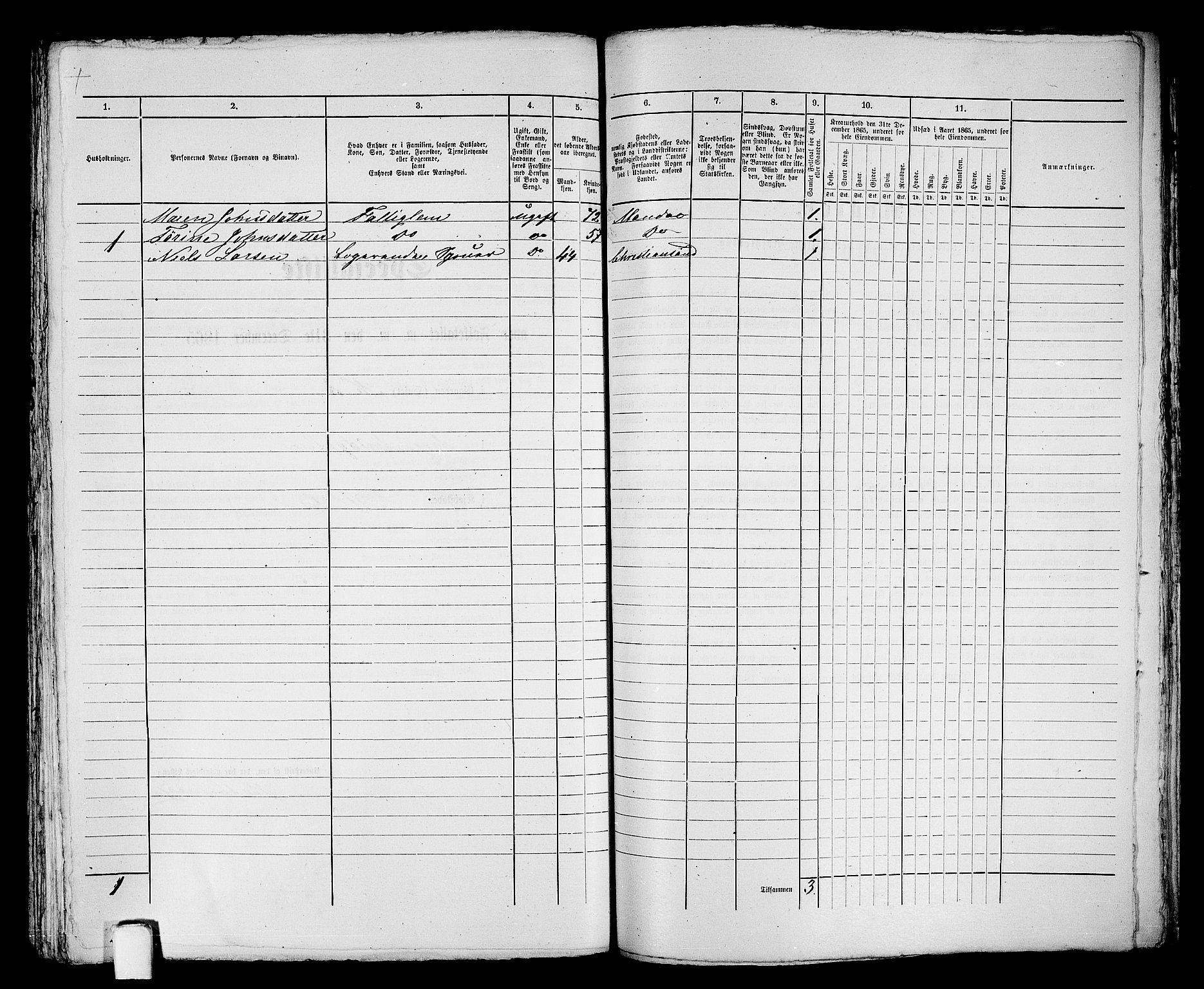 RA, 1865 census for Mandal/Mandal, 1865, p. 407