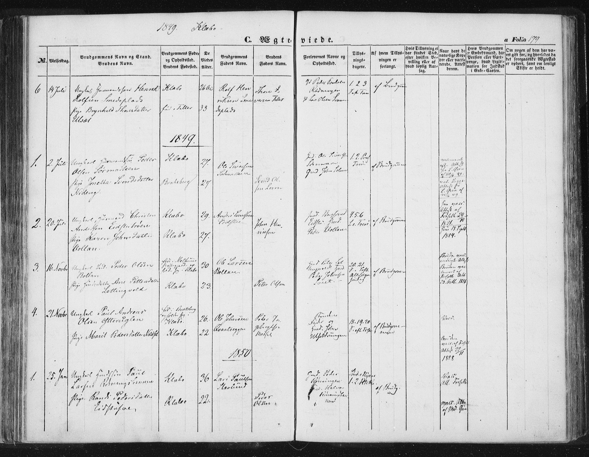 Ministerialprotokoller, klokkerbøker og fødselsregistre - Sør-Trøndelag, SAT/A-1456/618/L0441: Parish register (official) no. 618A05, 1843-1862, p. 179