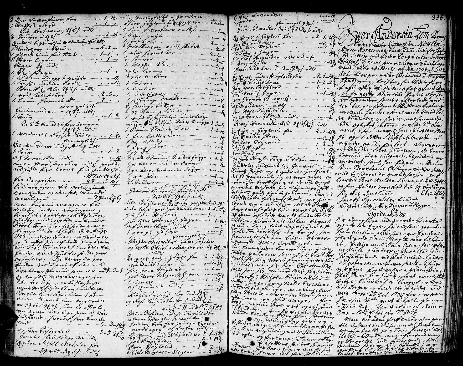 Lister sorenskriveri, AV/SAK-1221-0003/H/Hc/L0029: Skifteprotokoll nr 28 med register, 1743-1745, p. 335b-336a