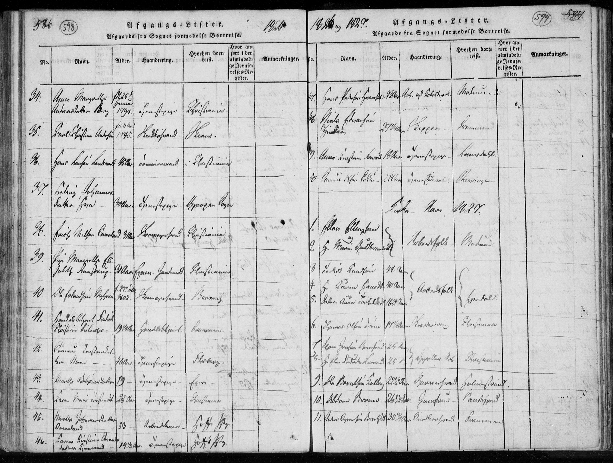 Kongsberg kirkebøker, AV/SAKO-A-22/F/Fa/L0008: Parish register (official) no. I 8, 1816-1839, p. 598-599