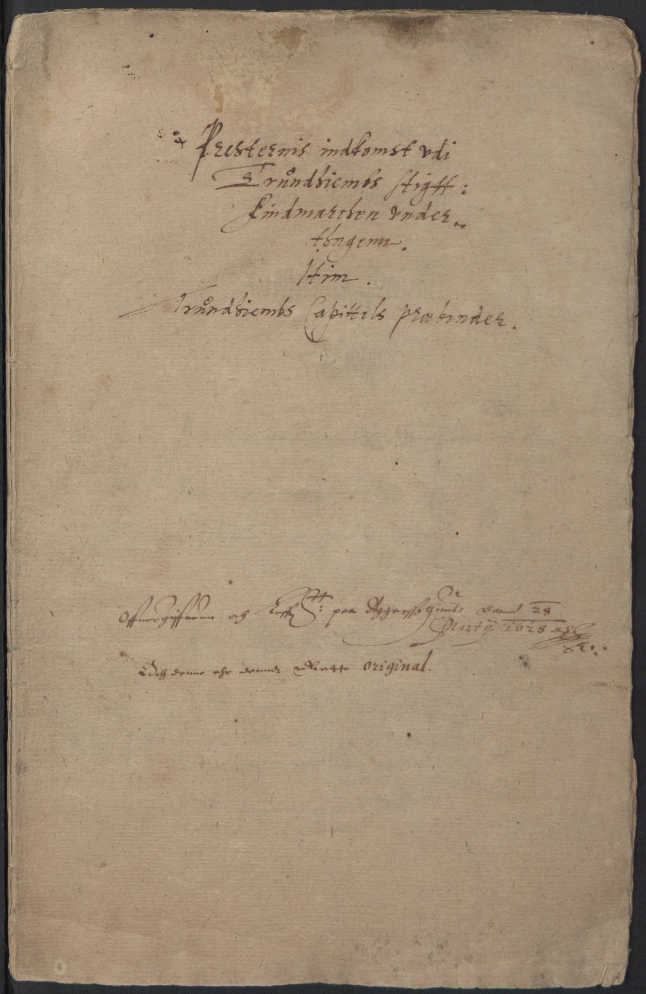 Stattholderembetet 1572-1771, AV/RA-EA-2870/Ek/L0016/0001: Jordebøker til utlikning av rosstjeneste 1624-1626: / Kirke- og prestebolsinntekter i Trondheim bispedømme og Jemtland, 1625-1626, p. 157