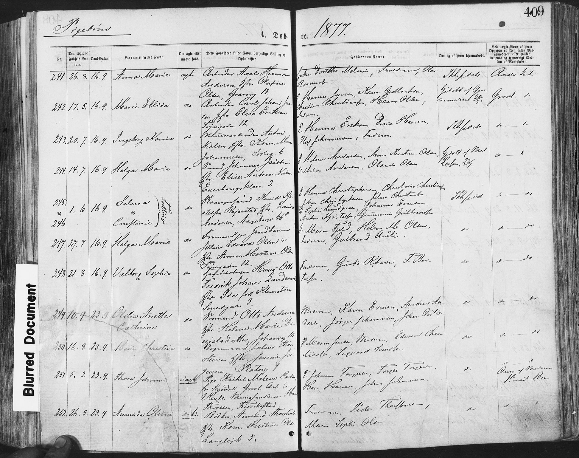Grønland prestekontor Kirkebøker, SAO/A-10848/F/Fa/L0004: Parish register (official) no. 4, 1869-1880, p. 409