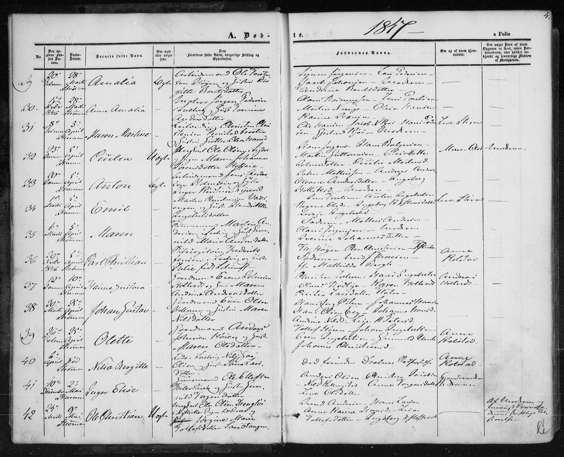 Hurum kirkebøker, SAKO/A-229/F/Fa/L0011: Parish register (official) no. 11, 1847-1860, p. 4