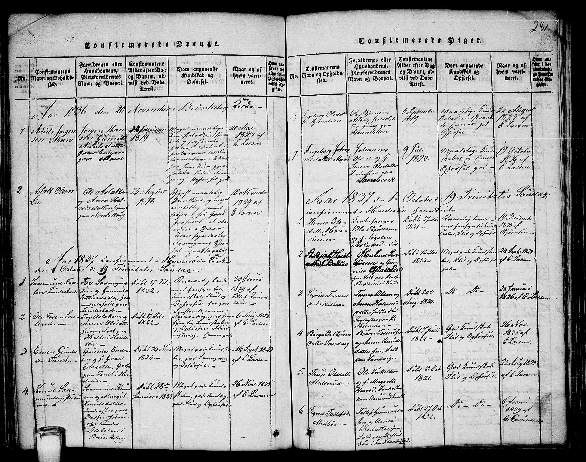 Kviteseid kirkebøker, SAKO/A-276/G/Gb/L0001: Parish register (copy) no. II 1, 1815-1842, p. 281