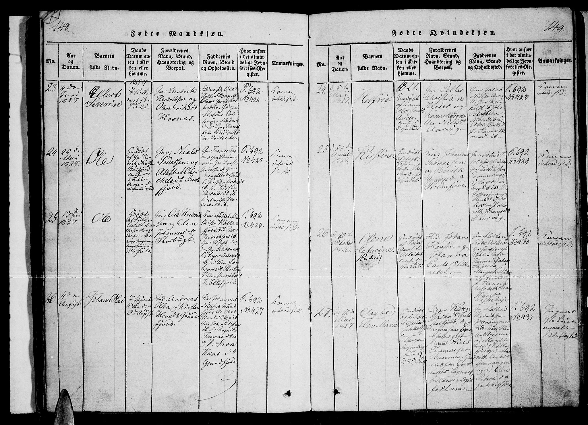 Skjervøy sokneprestkontor, AV/SATØ-S-1300/H/Ha/Haa/L0004kirke: Parish register (official) no. 4, 1820-1838, p. 148-149
