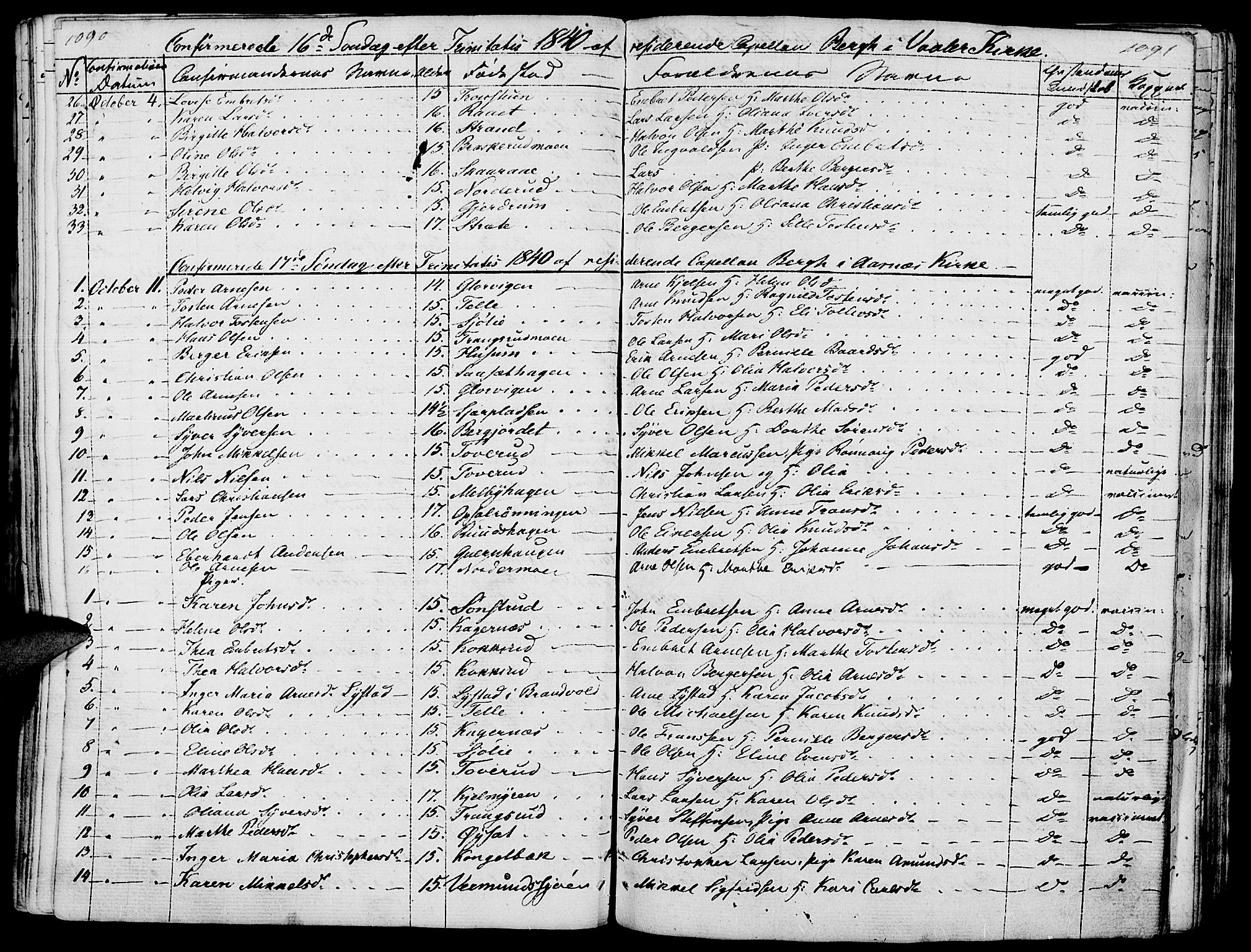 Hof prestekontor, AV/SAH-PREST-038/H/Ha/Haa/L0006: Parish register (official) no. 6, 1822-1841, p. 1090-1091