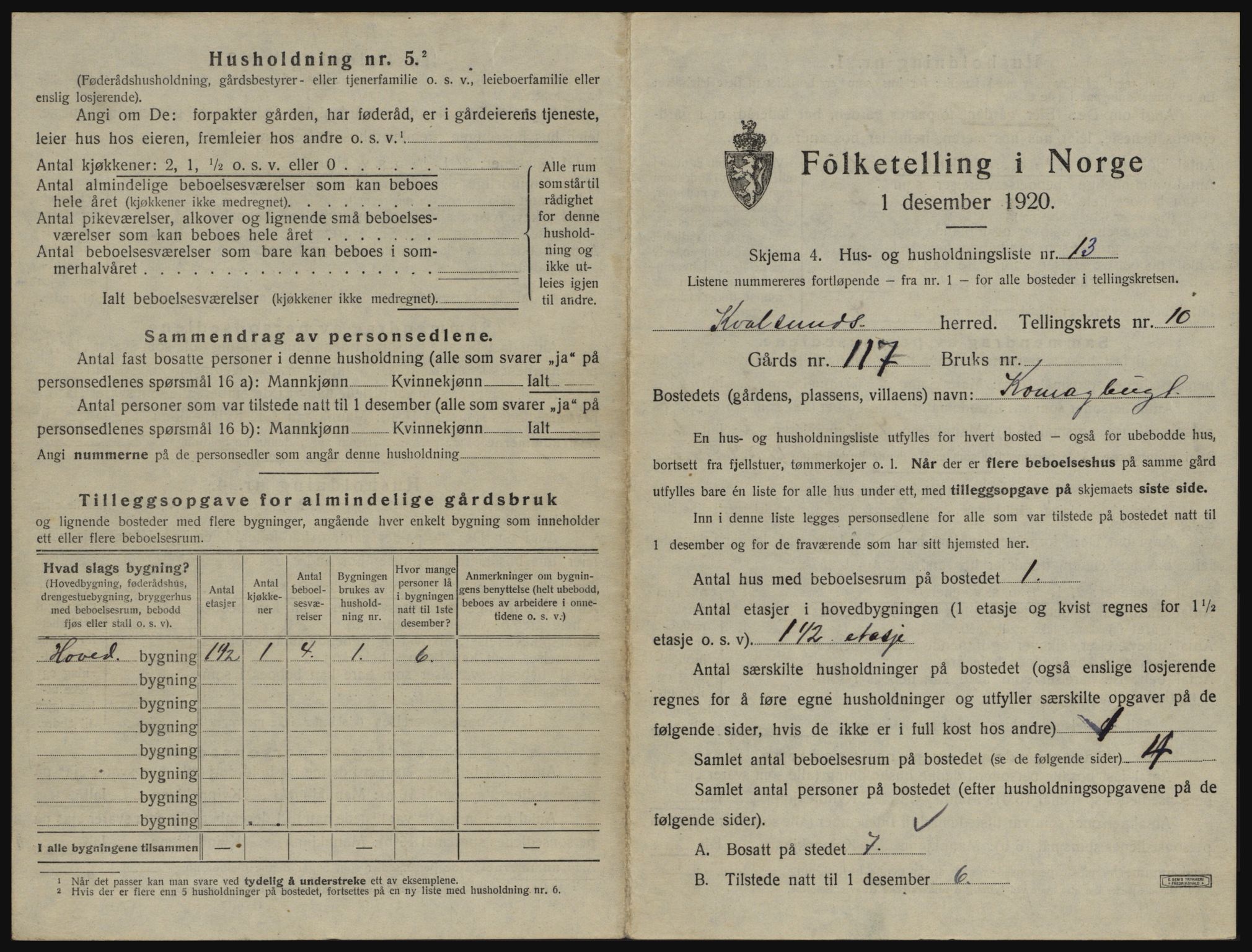 SATØ, 1920 census for , 1920, p. 458