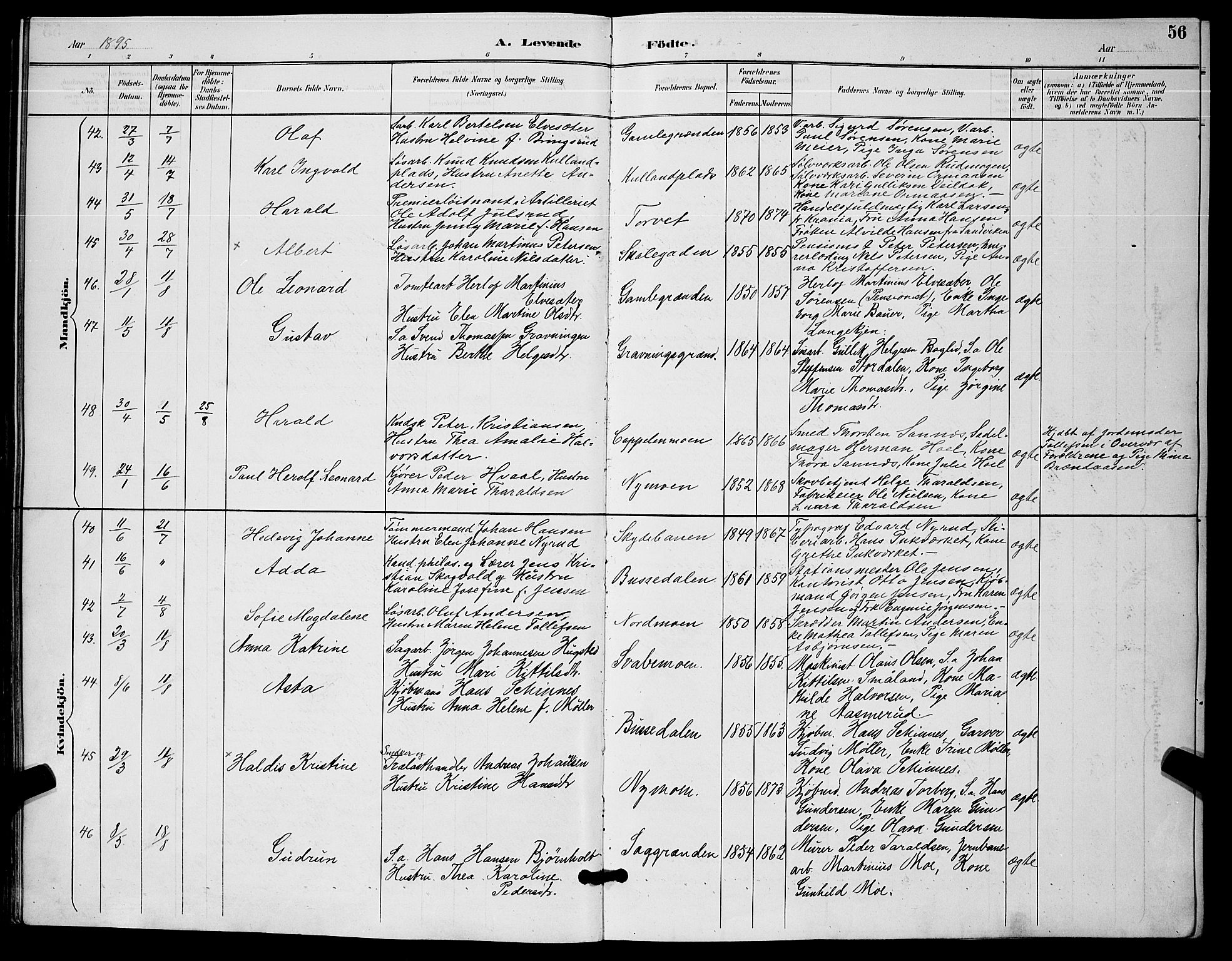 Kongsberg kirkebøker, AV/SAKO-A-22/G/Ga/L0006: Parish register (copy) no. 6, 1890-1901, p. 56