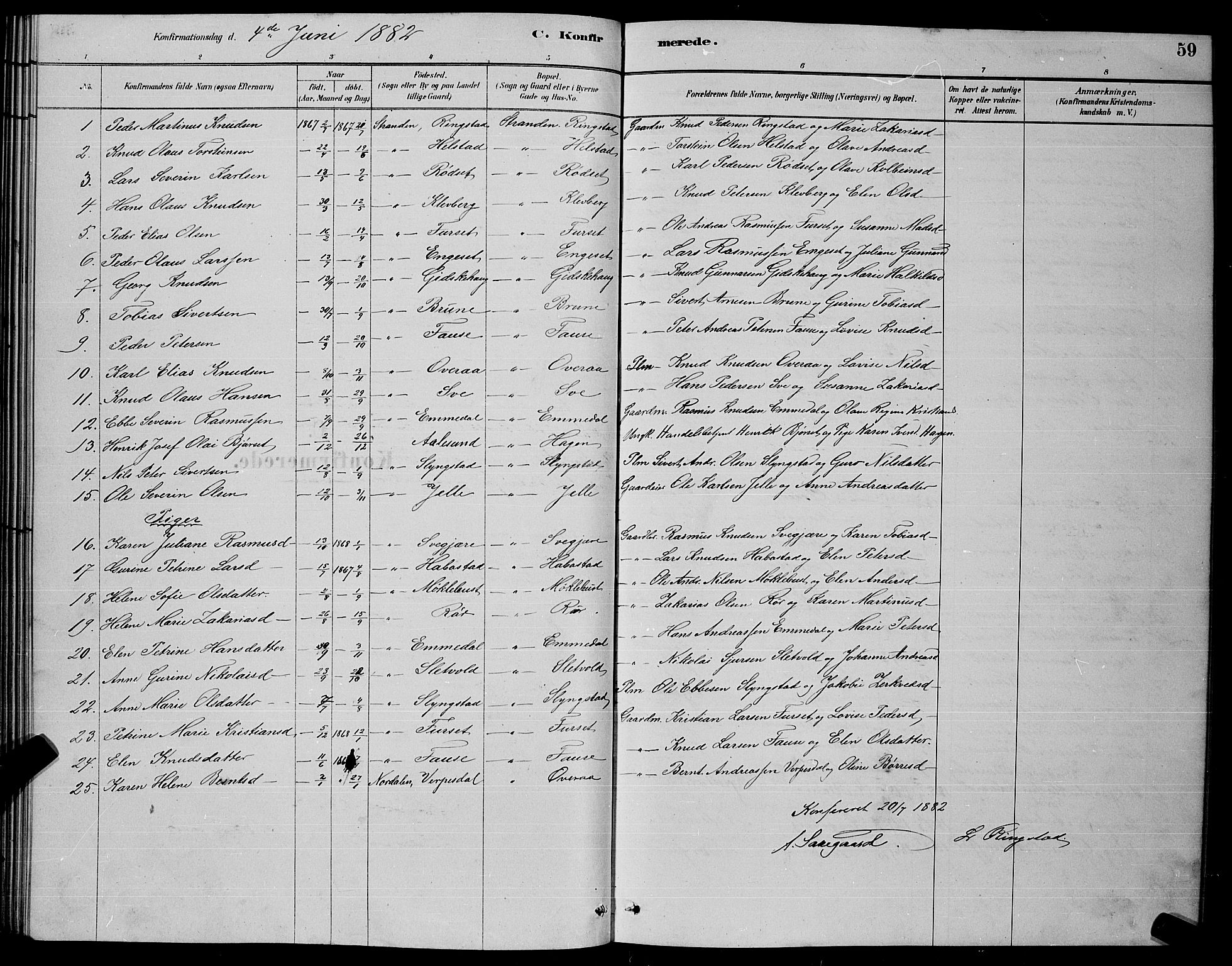 Ministerialprotokoller, klokkerbøker og fødselsregistre - Møre og Romsdal, AV/SAT-A-1454/520/L0292: Parish register (copy) no. 520C04, 1882-1901, p. 59