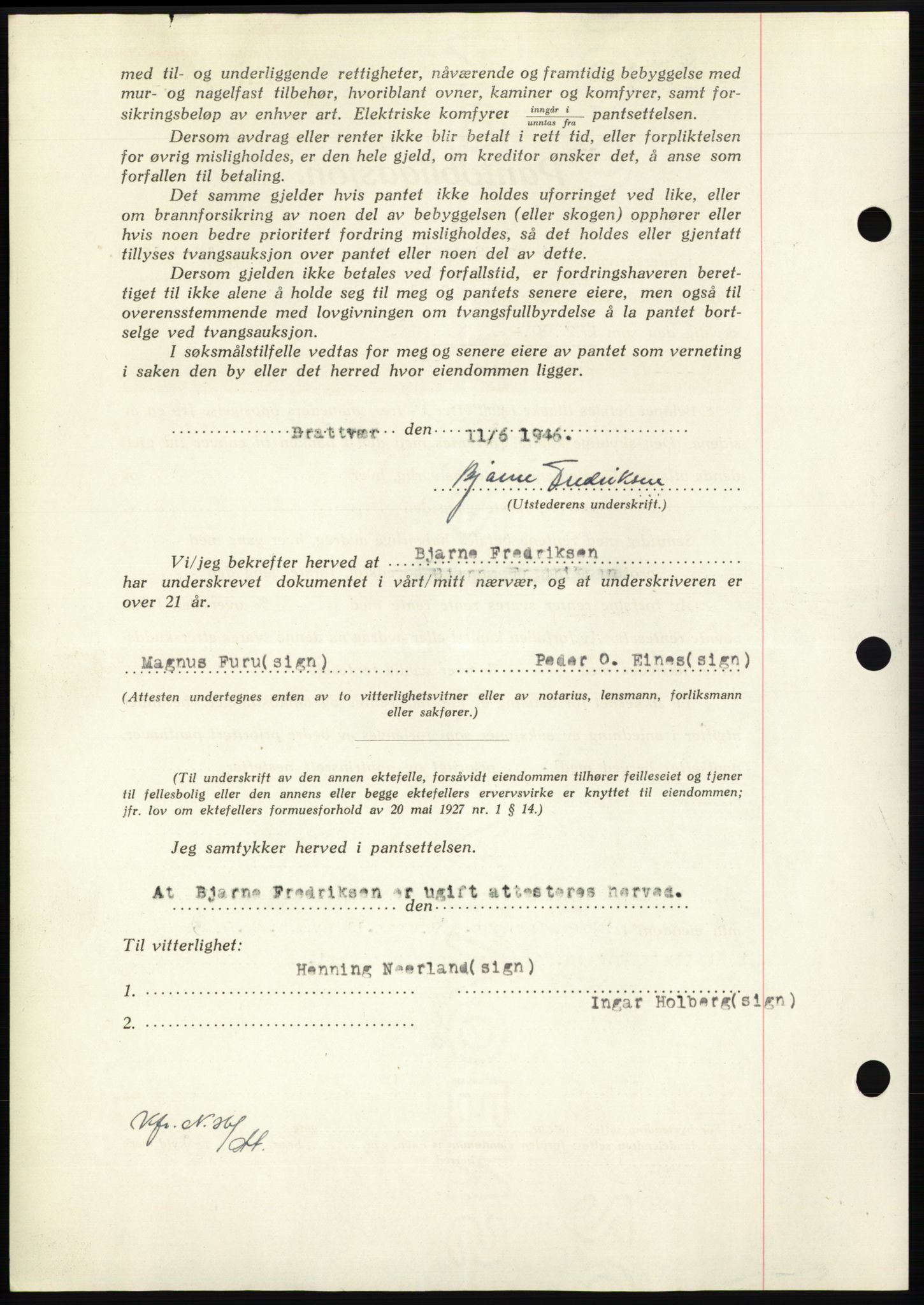 Nordmøre sorenskriveri, AV/SAT-A-4132/1/2/2Ca: Mortgage book no. B94, 1946-1946, Diary no: : 1047/1946