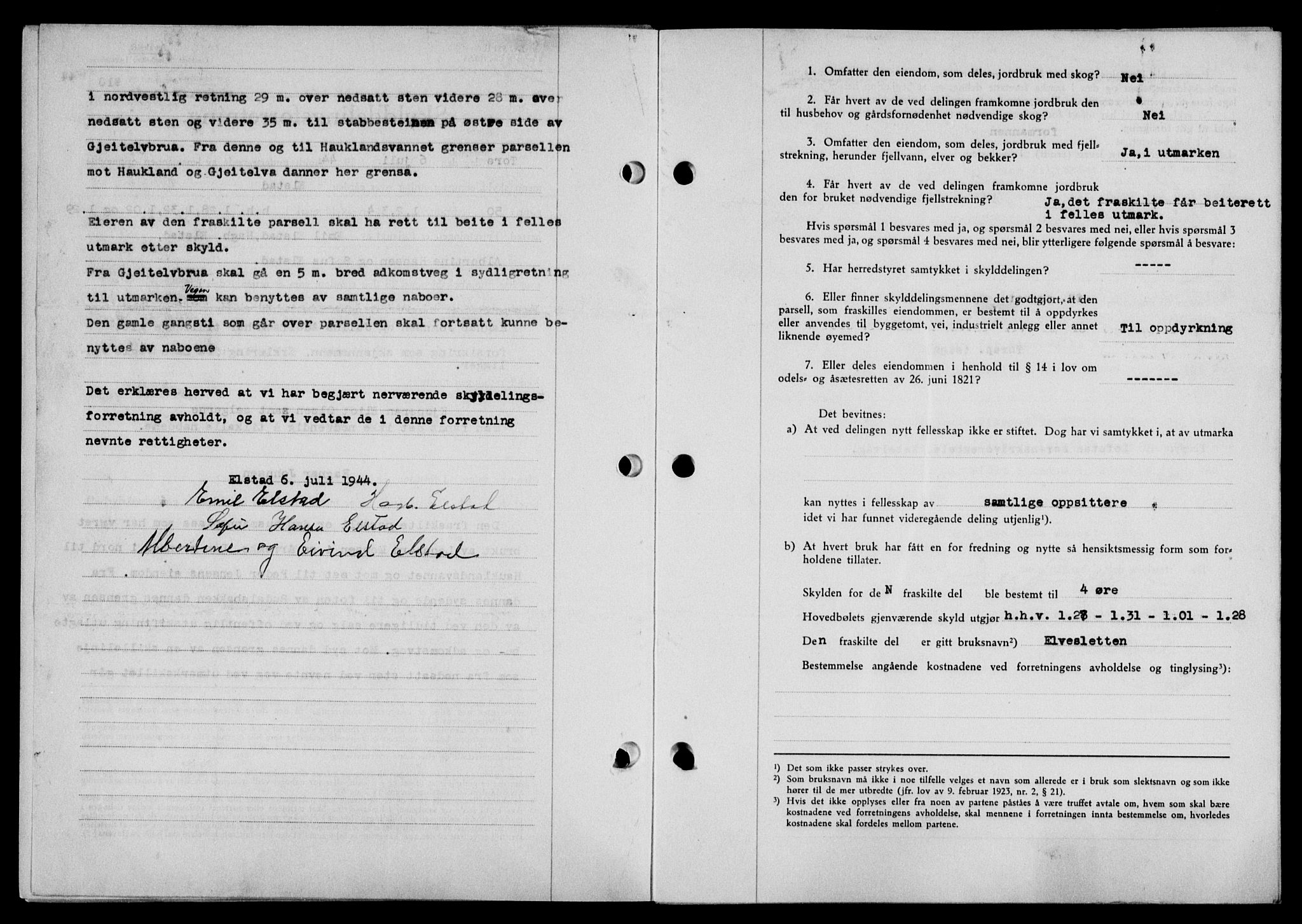 Lofoten sorenskriveri, SAT/A-0017/1/2/2C/L0012a: Mortgage book no. 12a, 1943-1944, Diary no: : 910/1944