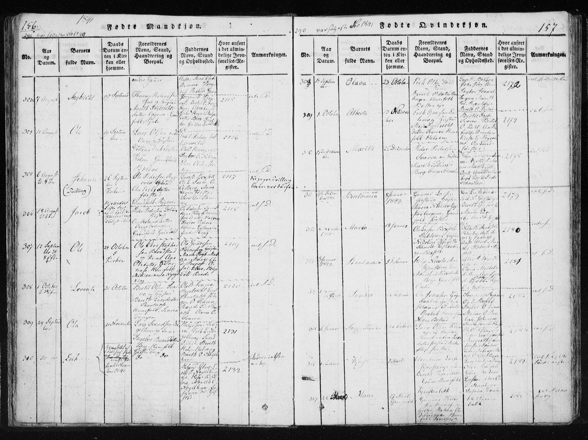 Ministerialprotokoller, klokkerbøker og fødselsregistre - Nord-Trøndelag, SAT/A-1458/749/L0469: Parish register (official) no. 749A03, 1817-1857, p. 156-157