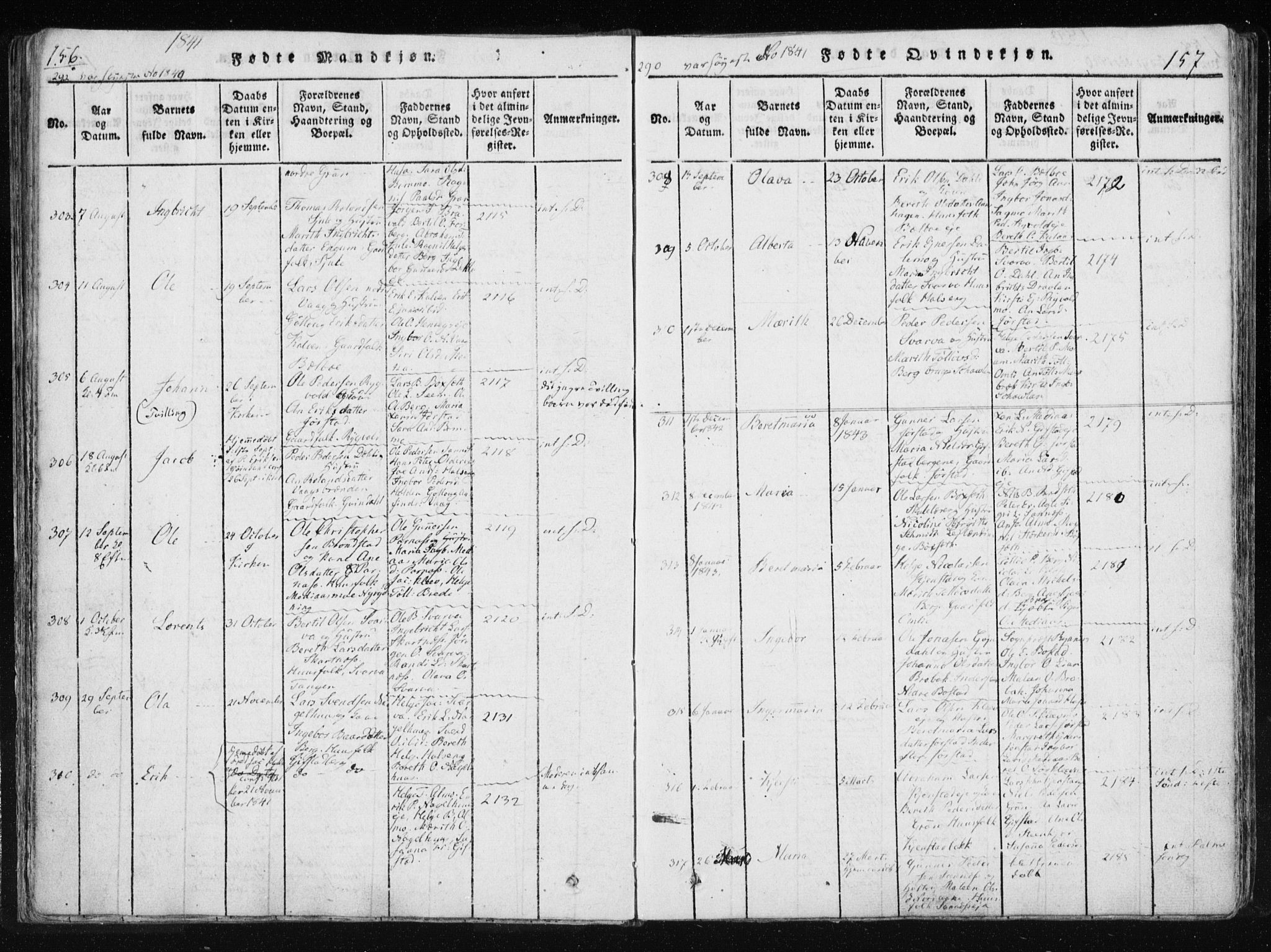 Ministerialprotokoller, klokkerbøker og fødselsregistre - Nord-Trøndelag, AV/SAT-A-1458/749/L0469: Parish register (official) no. 749A03, 1817-1857, p. 156-157