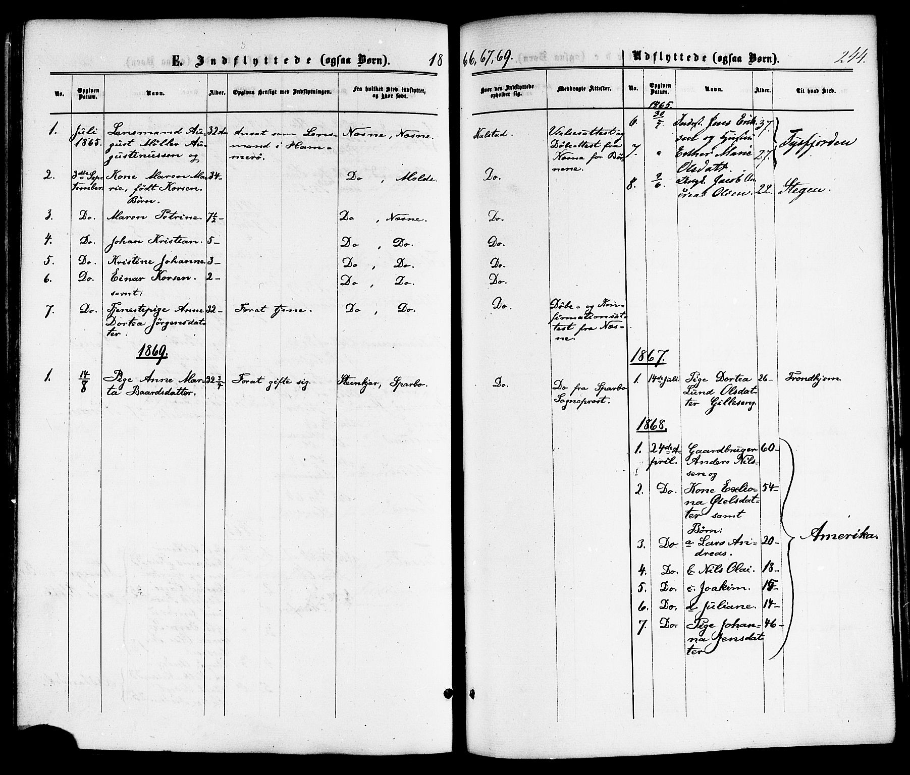 Ministerialprotokoller, klokkerbøker og fødselsregistre - Nordland, SAT/A-1459/859/L0845: Parish register (official) no. 859A05, 1863-1877, p. 244