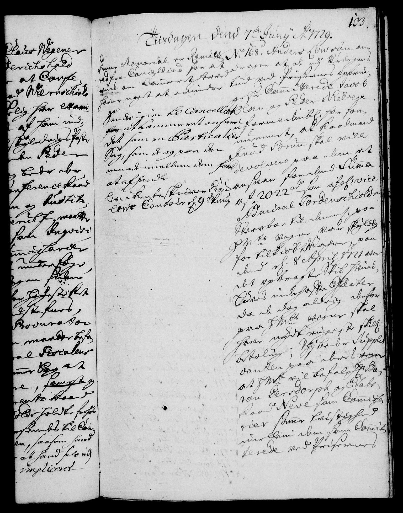 Rentekammeret, Kammerkanselliet, RA/EA-3111/G/Gh/Gha/L0011: Norsk ekstraktmemorialprotokoll (merket RK 53.56), 1729, p. 133