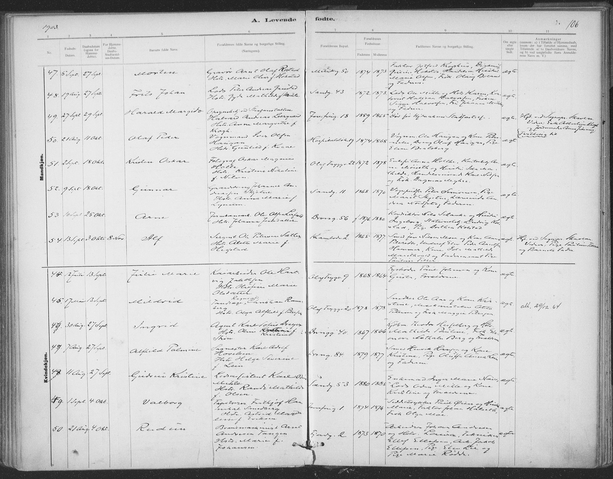 Ministerialprotokoller, klokkerbøker og fødselsregistre - Sør-Trøndelag, SAT/A-1456/602/L0122: Parish register (official) no. 602A20, 1892-1908, p. 106