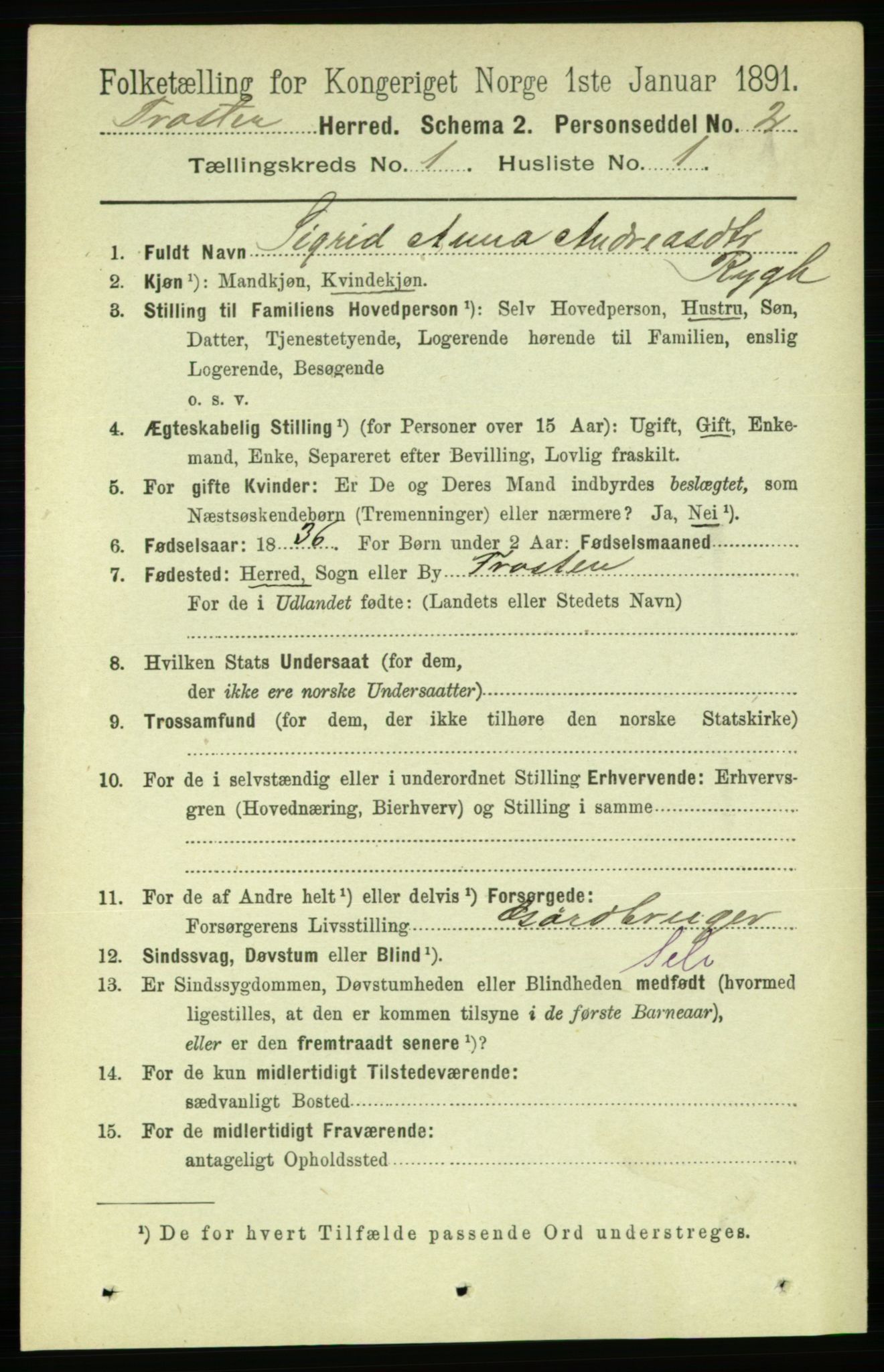 RA, 1891 census for 1717 Frosta, 1891, p. 145