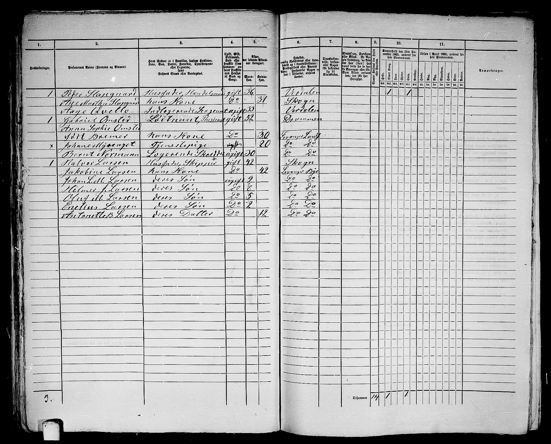 RA, 1865 census for Levanger/Levanger, 1865, p. 50