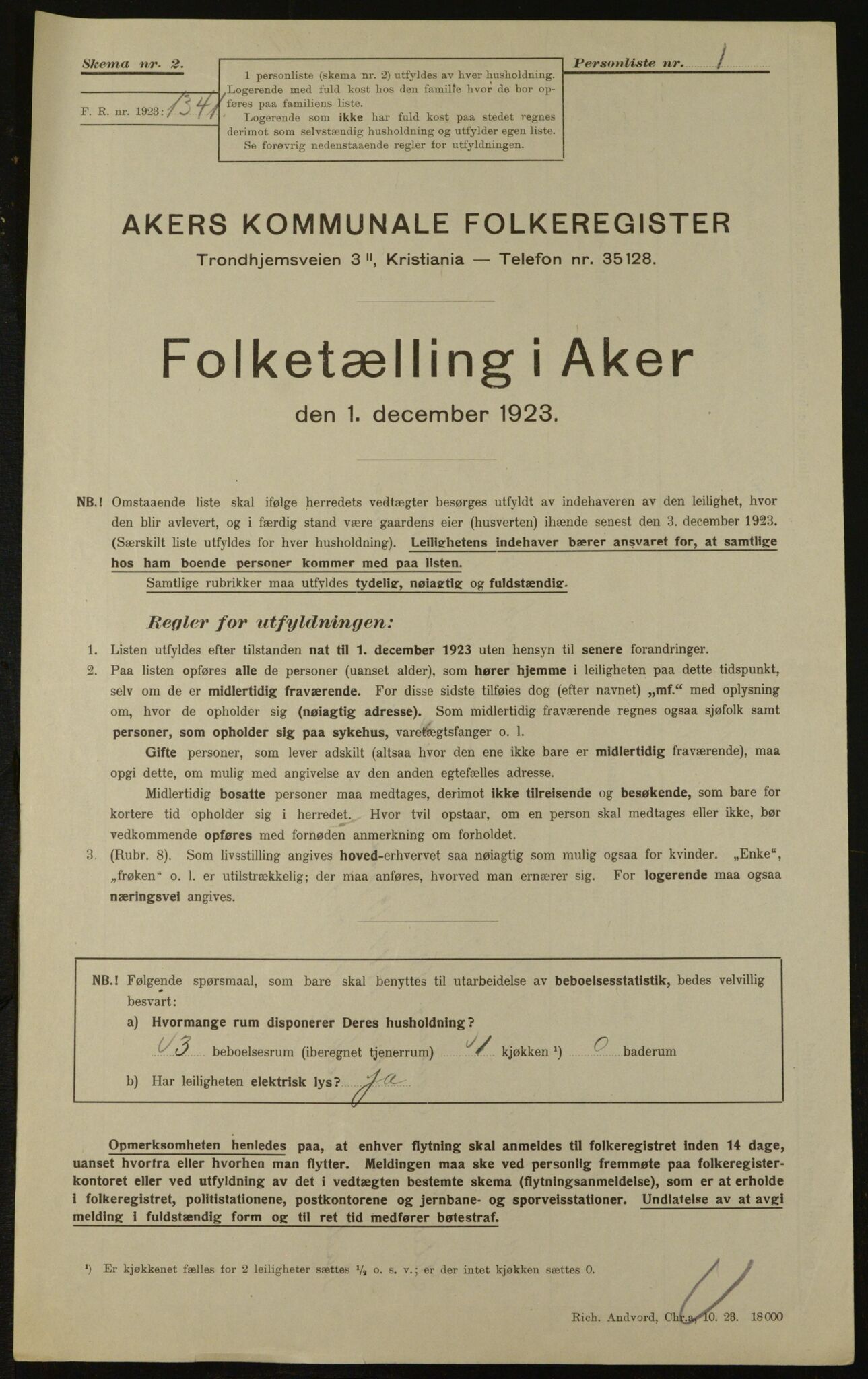 , Municipal Census 1923 for Aker, 1923, p. 30913