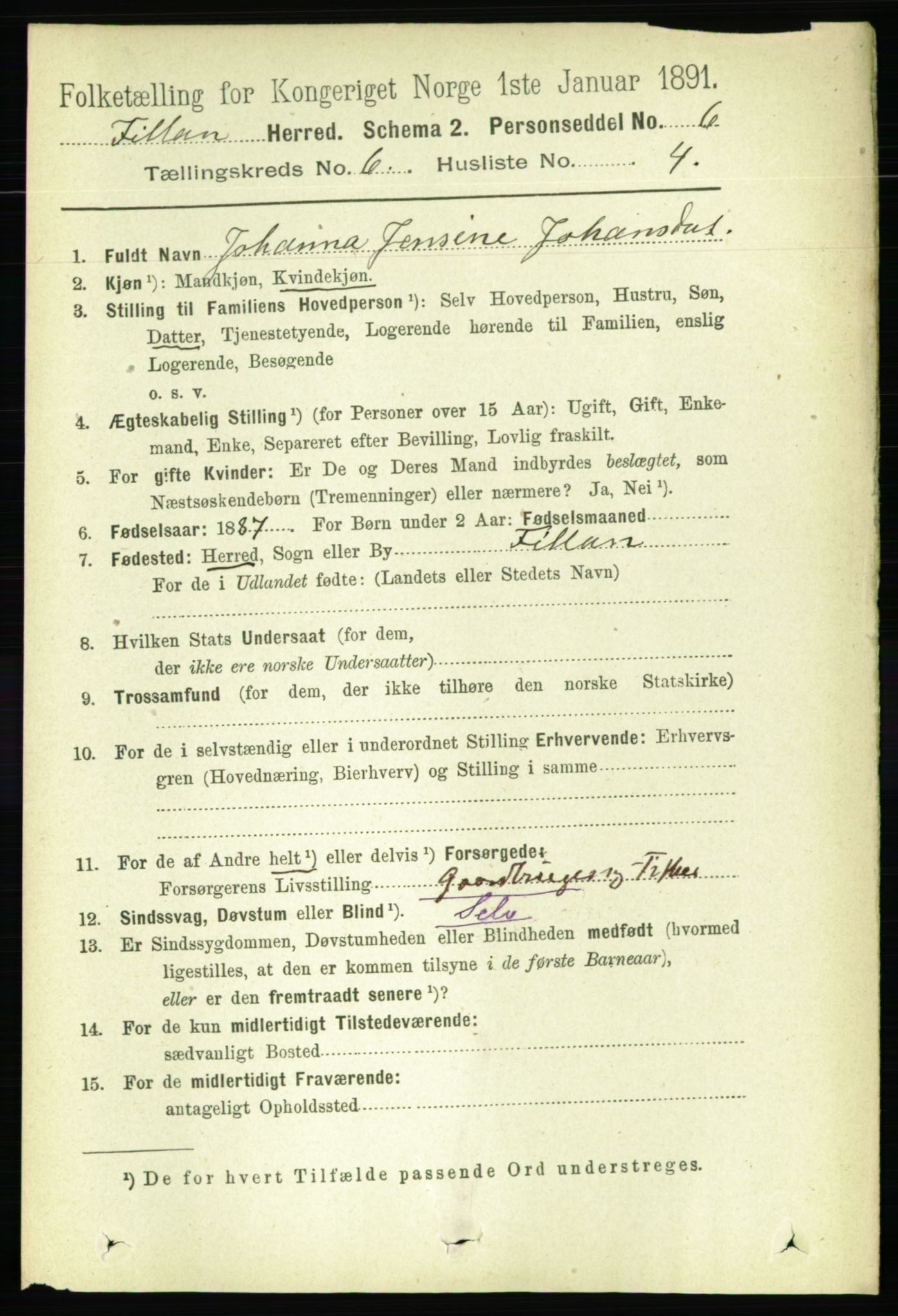 RA, 1891 census for 1616 Fillan, 1891, p. 1291