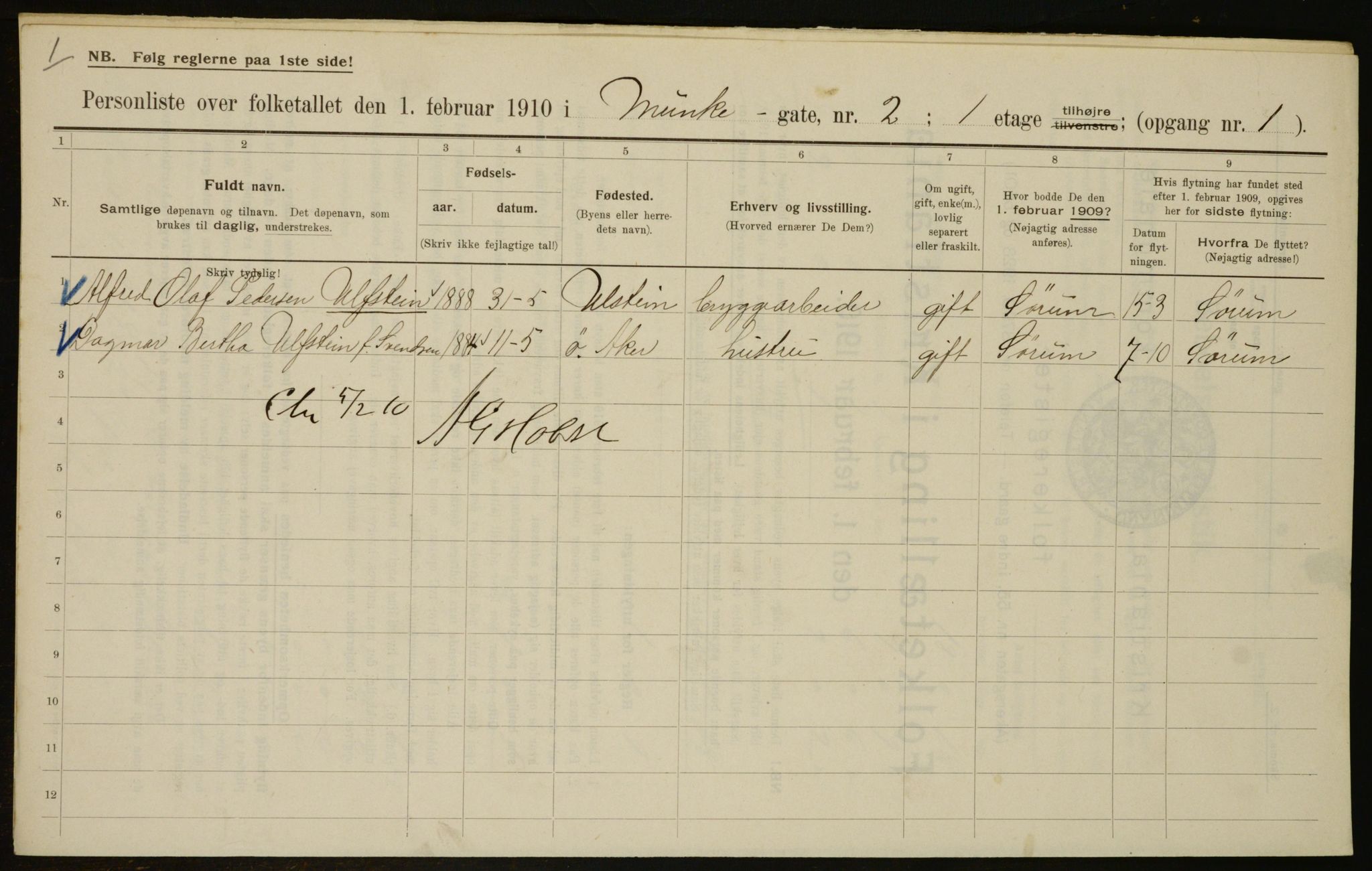 OBA, Municipal Census 1910 for Kristiania, 1910, p. 65632