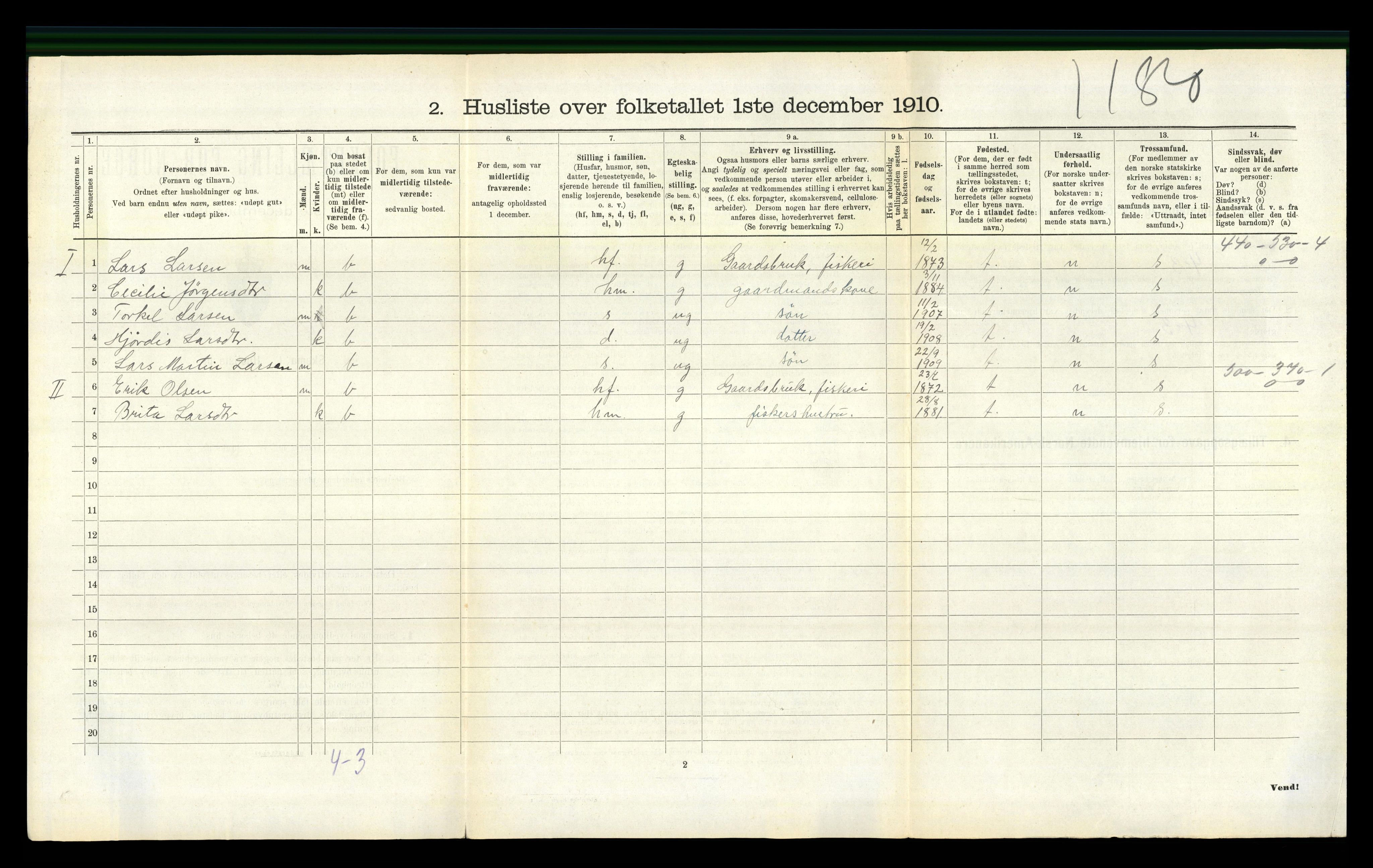 RA, 1910 census for Austevoll, 1910, p. 379