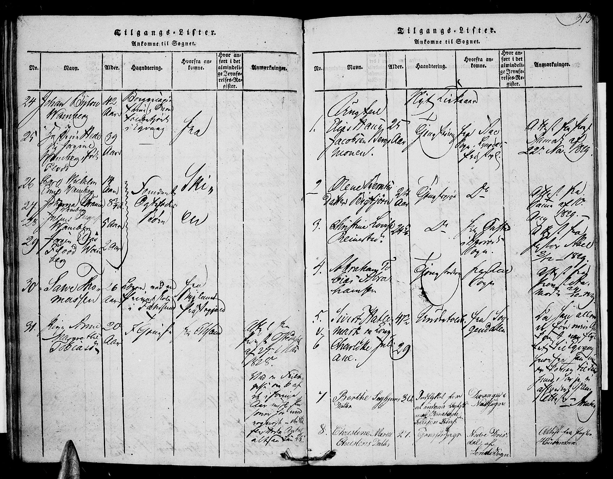 Farsund sokneprestkontor, AV/SAK-1111-0009/F/Fa/L0002: Parish register (official) no. A 2, 1815-1836, p. 313