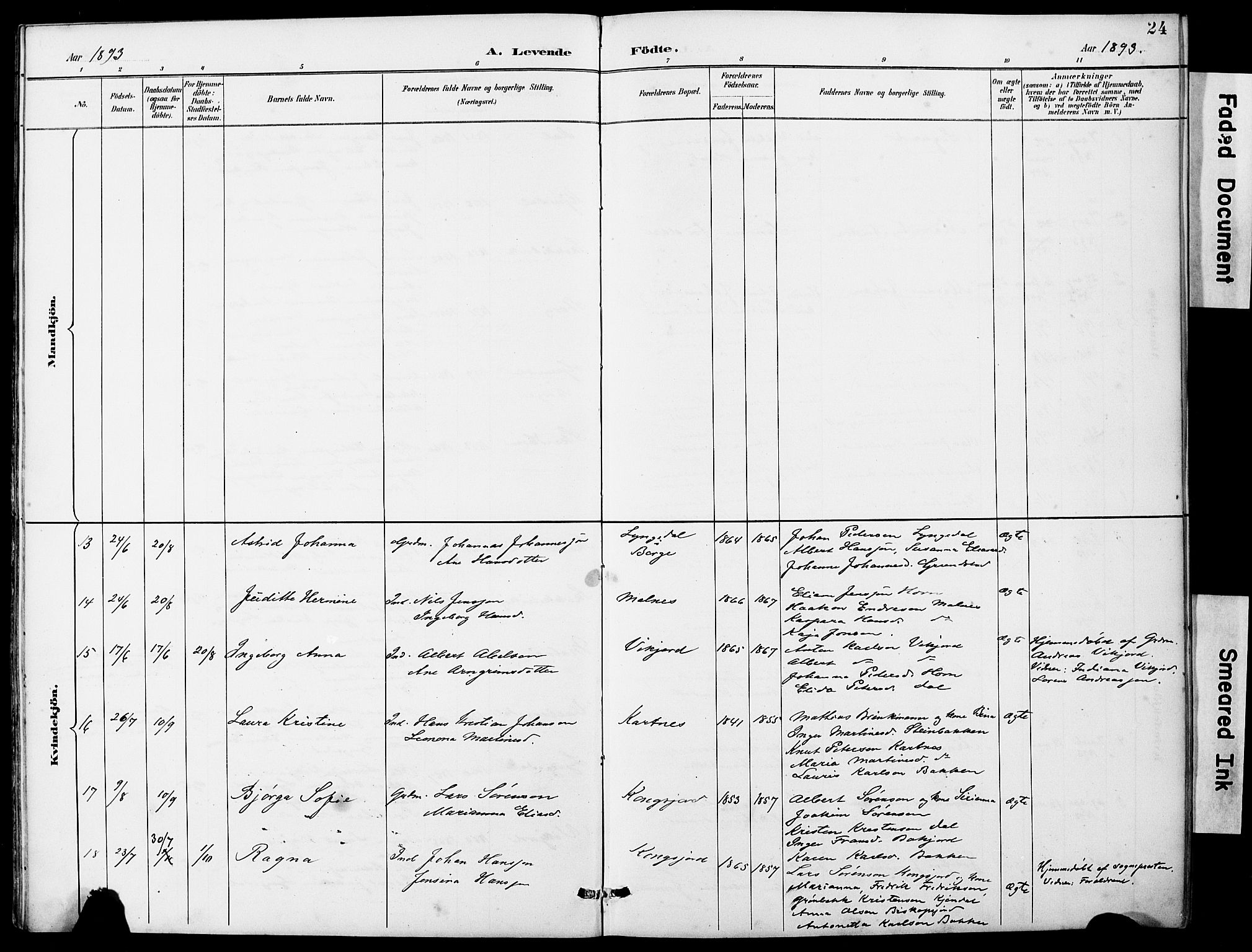 Ministerialprotokoller, klokkerbøker og fødselsregistre - Nordland, AV/SAT-A-1459/884/L1197: Parish register (copy) no. 884C03, 1888-1926, p. 24